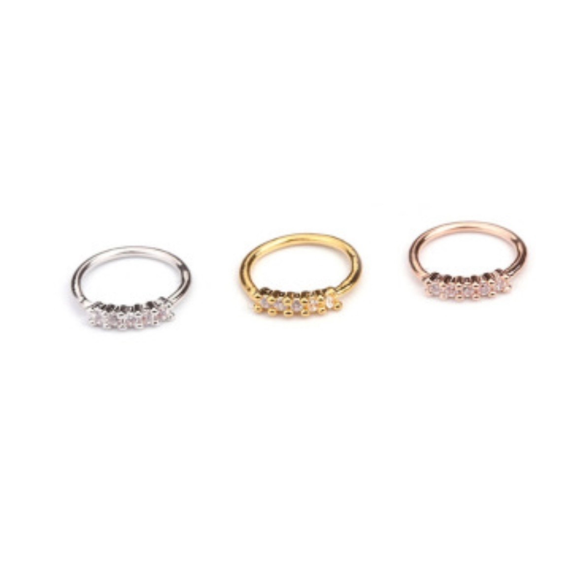Fake Nose Ring Hoop No Piercing Clip On Nose Stud Tiny Flower CZ Helix Jewelry