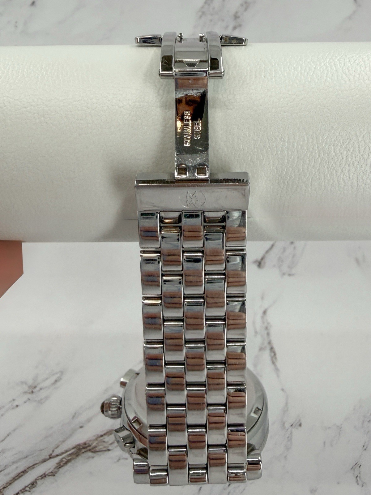 MICHELE Sport Diamond Chronograph Watch 71-5250 Stainless Steel 38mm Tested