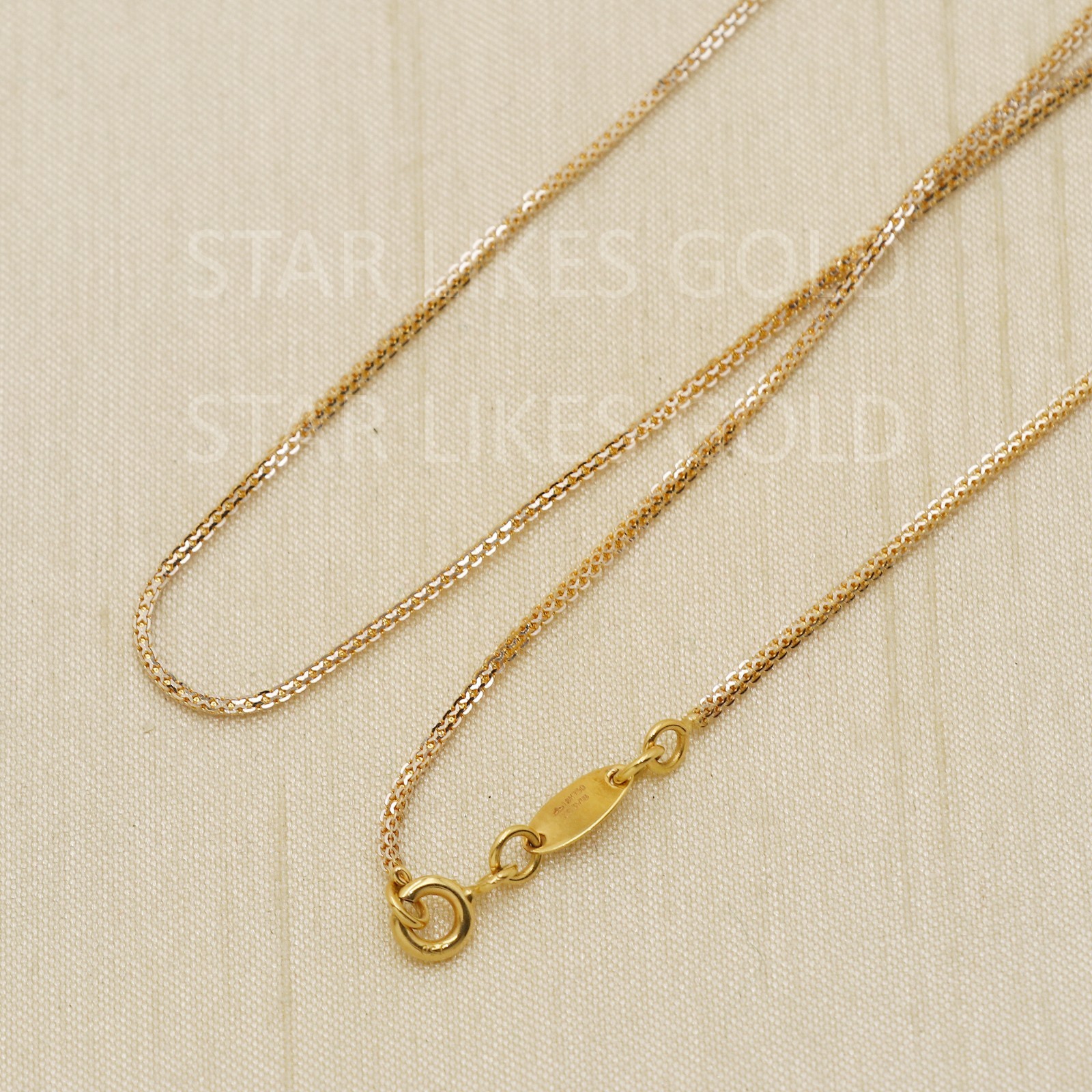 18K Yellow Gold Diamond Cut Foxtail Chain 17.25″ 3.48g 0.8mm Pendant Necklace