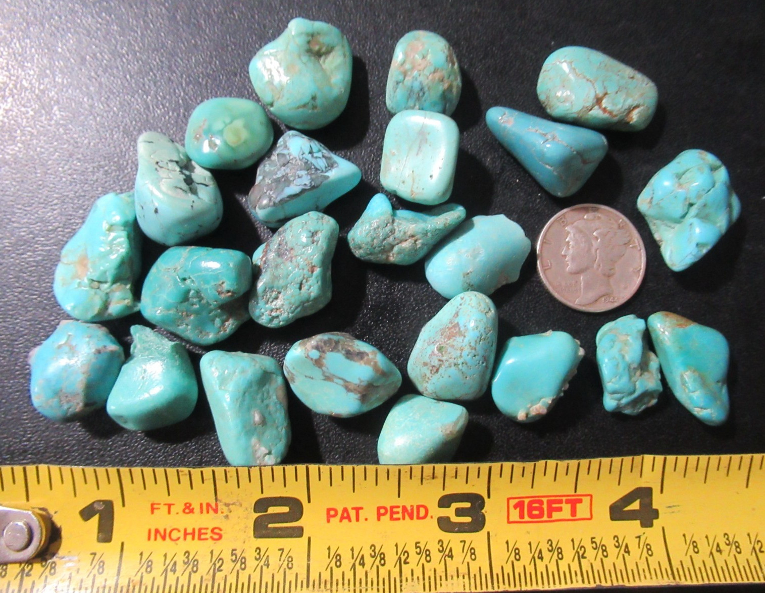 KINGMAN TURQUOISE 44g TUMBLED MEDIUM STONES 14mm X 12mm TO 21mm X 15mm #900