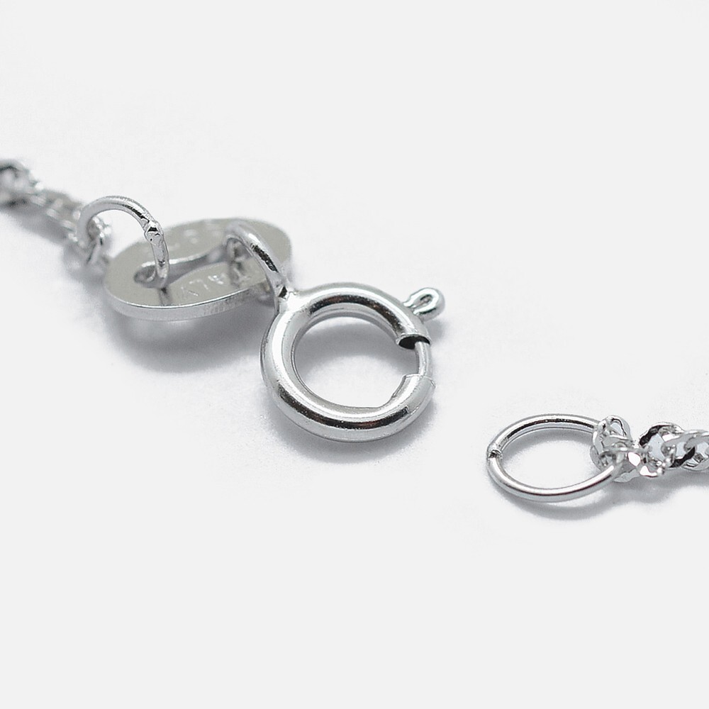 Solid 925 Sterling Silver Twisted Diamond Cut Snake Chain Singapore Necklace N8