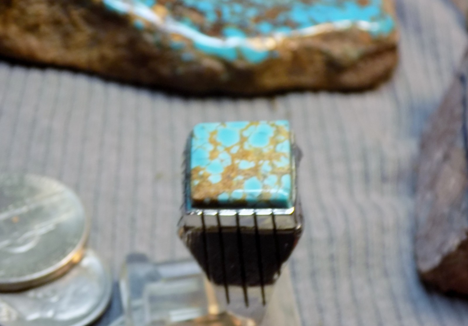 Mens Ring Sterling # 8 Turquoise stone Navajo Trevor Jack Size 9 3/4