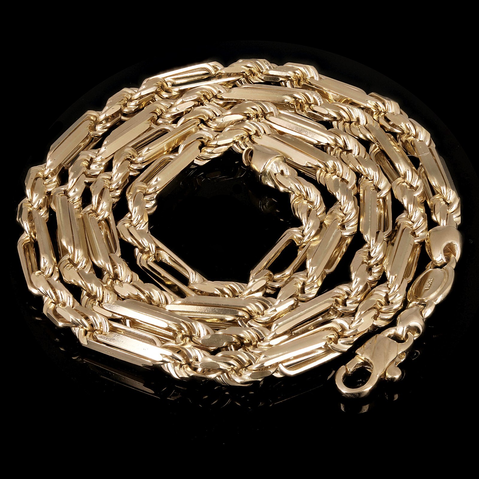 Italian 14k Yellow Gold Solid Milano Figaro Rope Chain Necklace 20″ 4mm 30 grams