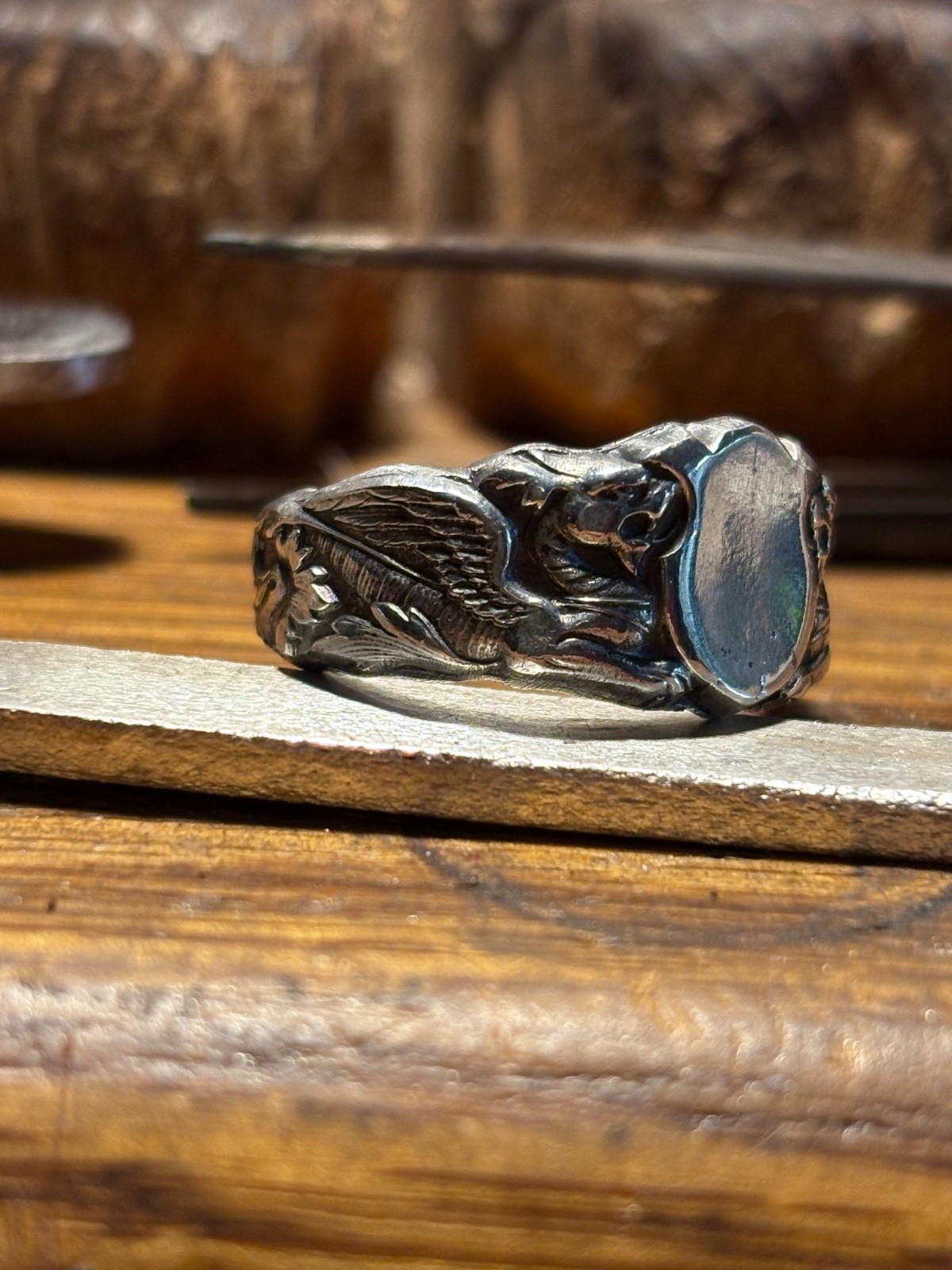 pure Silver dragon and shield Ring 999.Pure Fine Silver Bold, dragon Design