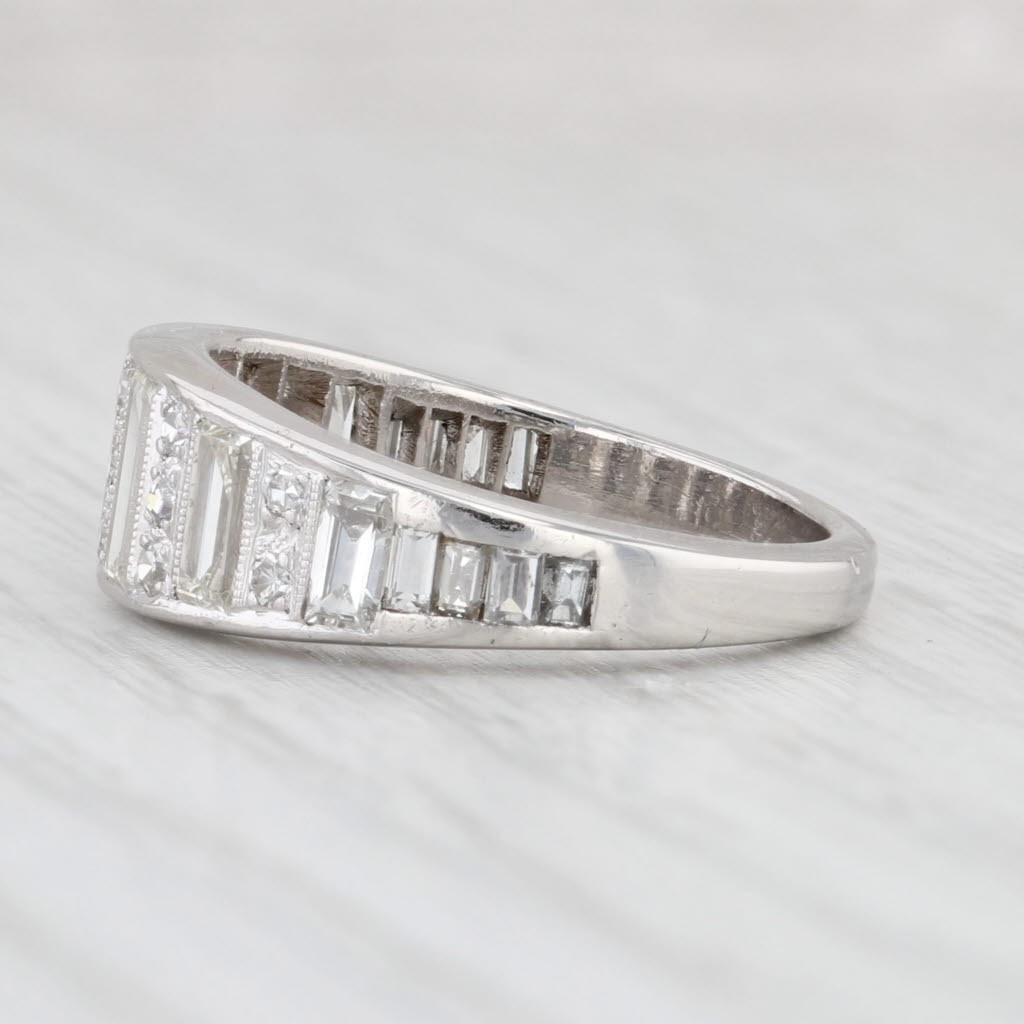 Art Deco 1.35ctw Diamond Ring 900 Platinum Size 6.25 Wedding Anniversary Band