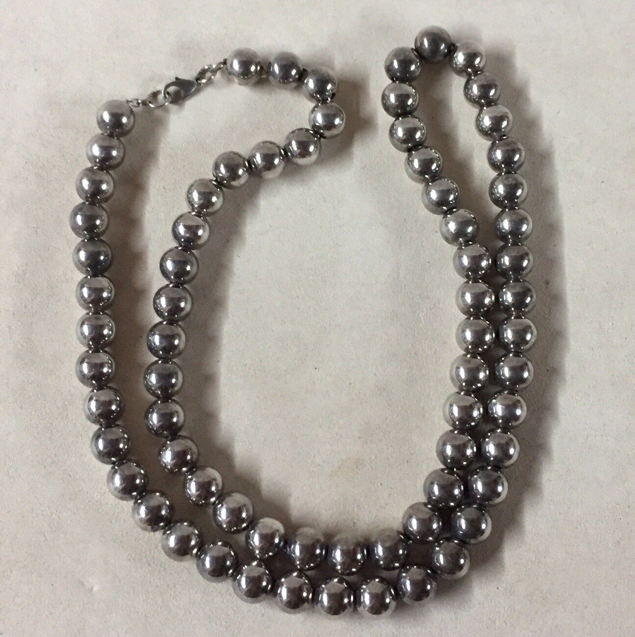 VTG Sterling Silver Ball Bead Necklace 28.5” 80 Grams