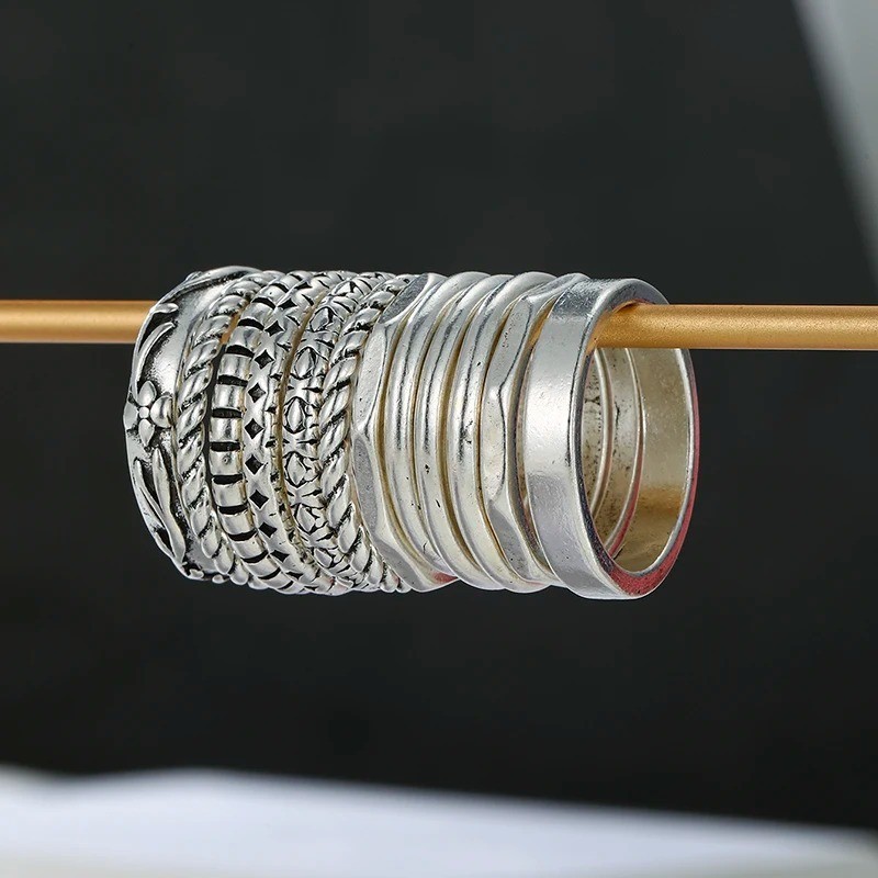 12 Set OF Stacking Silver Ring, 925 Sterling Silver, Dainty Silver Ring, – USA