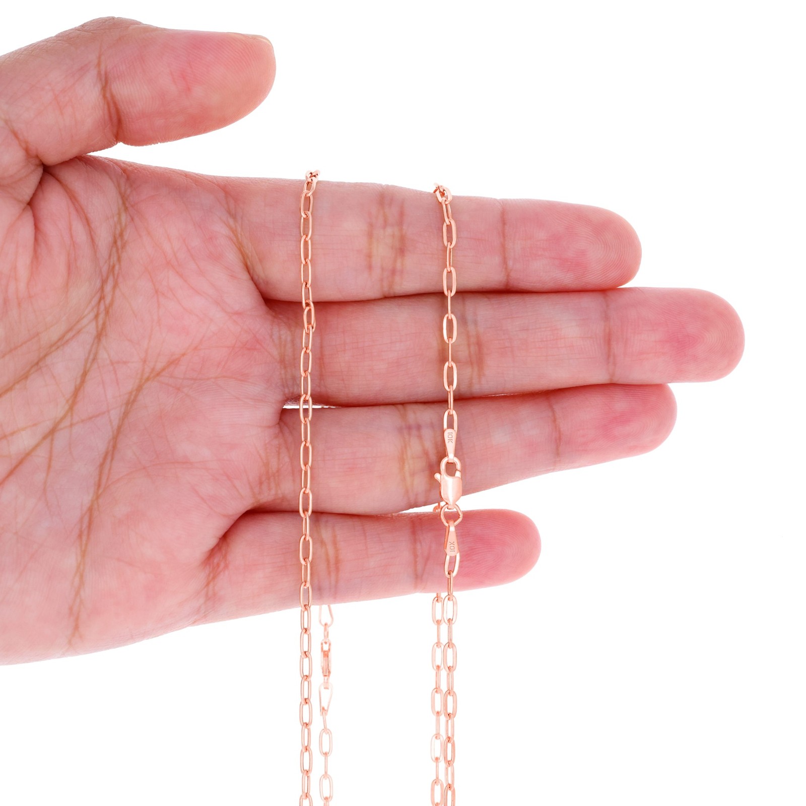 10k Rose Gold 2mm Paperclip Chain Cable Rolo Link Bracelet Womens 7″ 7.5″ 8″