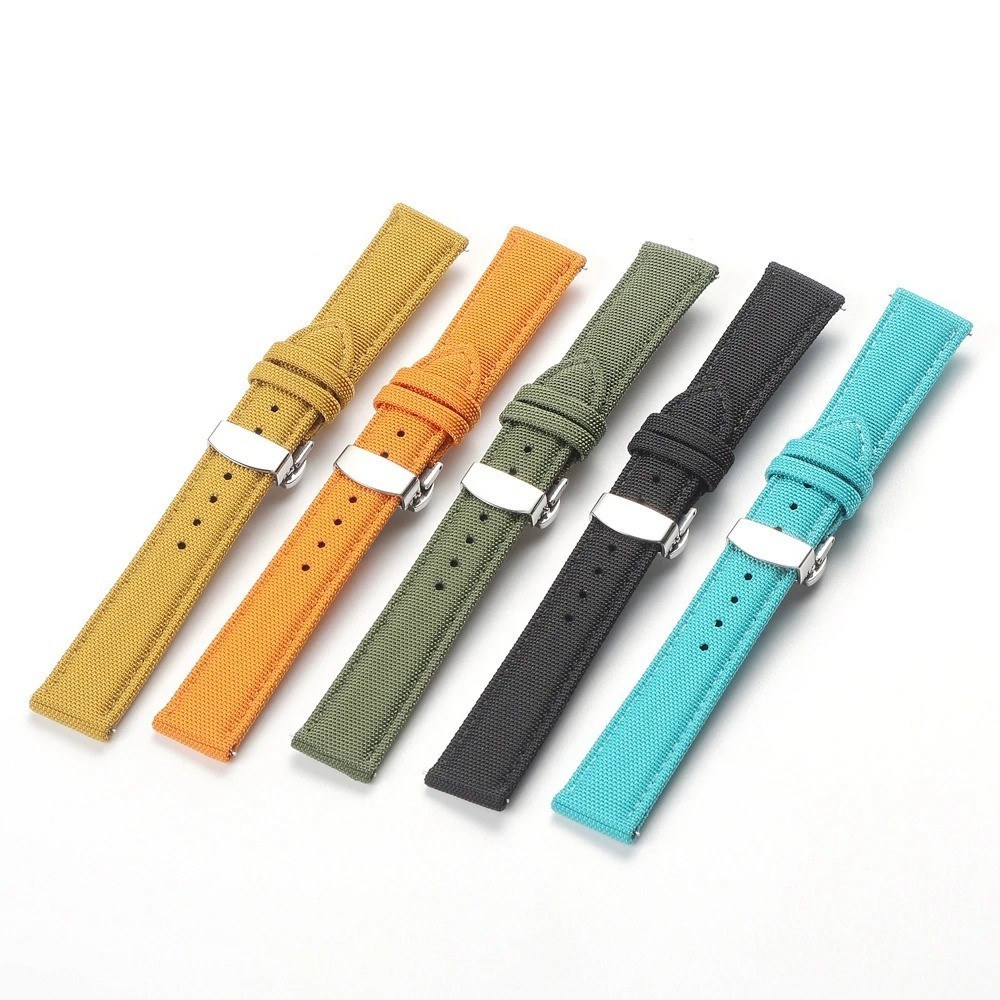 Nylon Sailcloth Watch Strap Butterfly Clasp Quick Release 18-24mm
