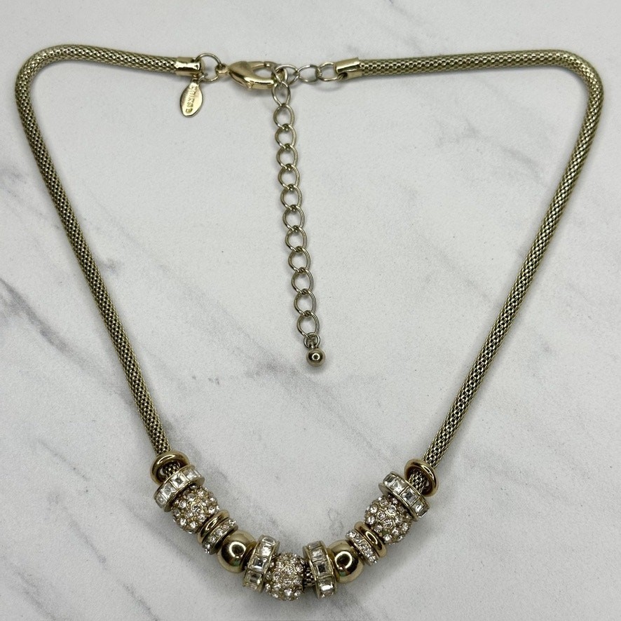 Chico’s Rhinestone Slide Bead Snake Chain Necklace 19-22.5in