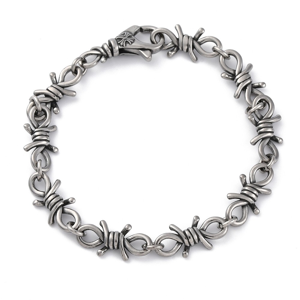Chain Bracelet Stainless Steel Barbed Wire Link Chain Antique Silver T111