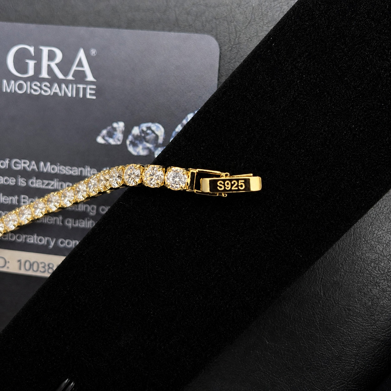 18cm Gold plated Mossanite Bracelet, S925 Excellent sparkle+ Gift