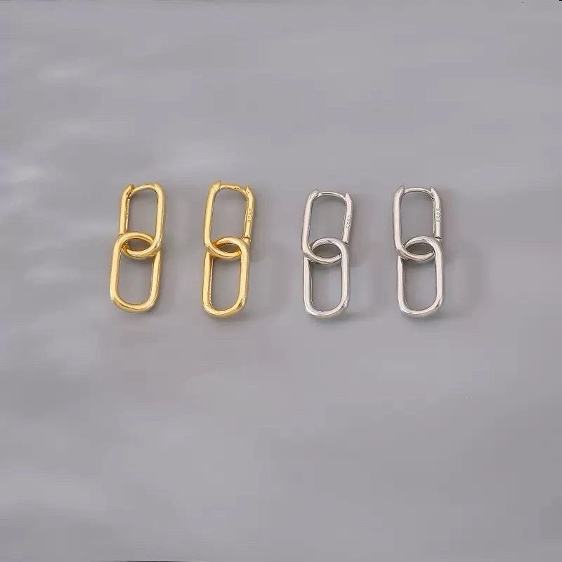 Paperclip Link Chain Earrings 925 Sterling Silver Convertible Link Earrings 077