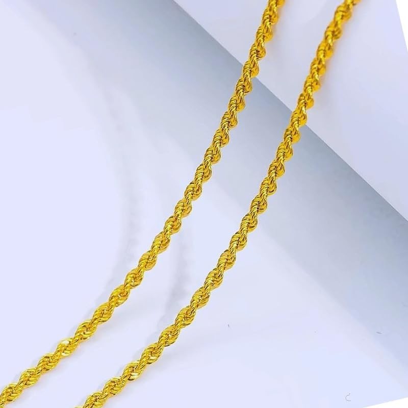 14K Real Solid Gold Diamond Cut Twisted Rope Chain Unisex 1.5-4.2Mm W 16‑36In