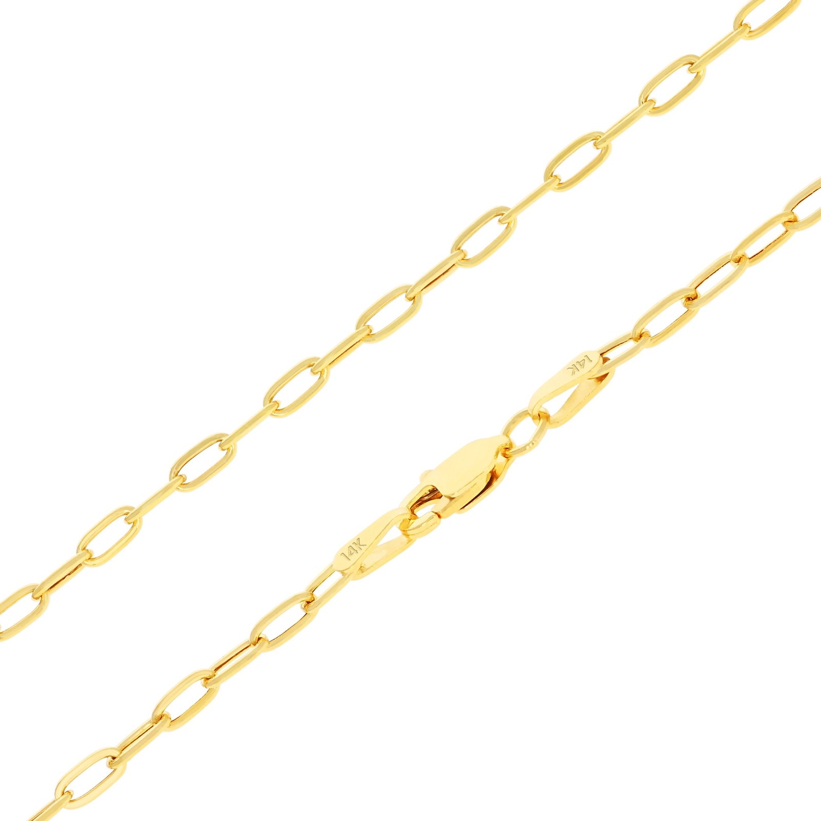 14k Yellow Gold 2mm Paperclip Chain Rolo Dainy Cable Link Necklace Men Women 20″