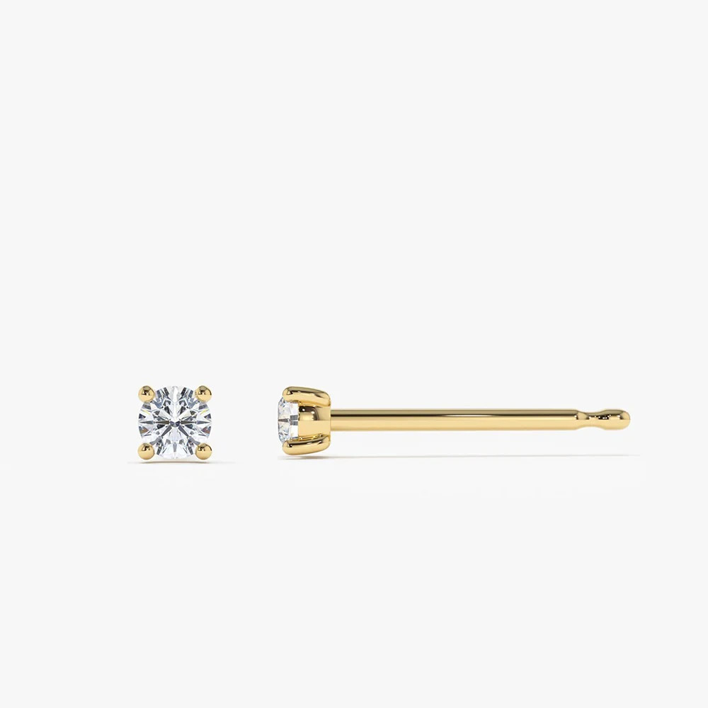 14K Solid Gold Round Cut H-I/SI Clarity Natural Diamond Daily Wear Stud Earrings