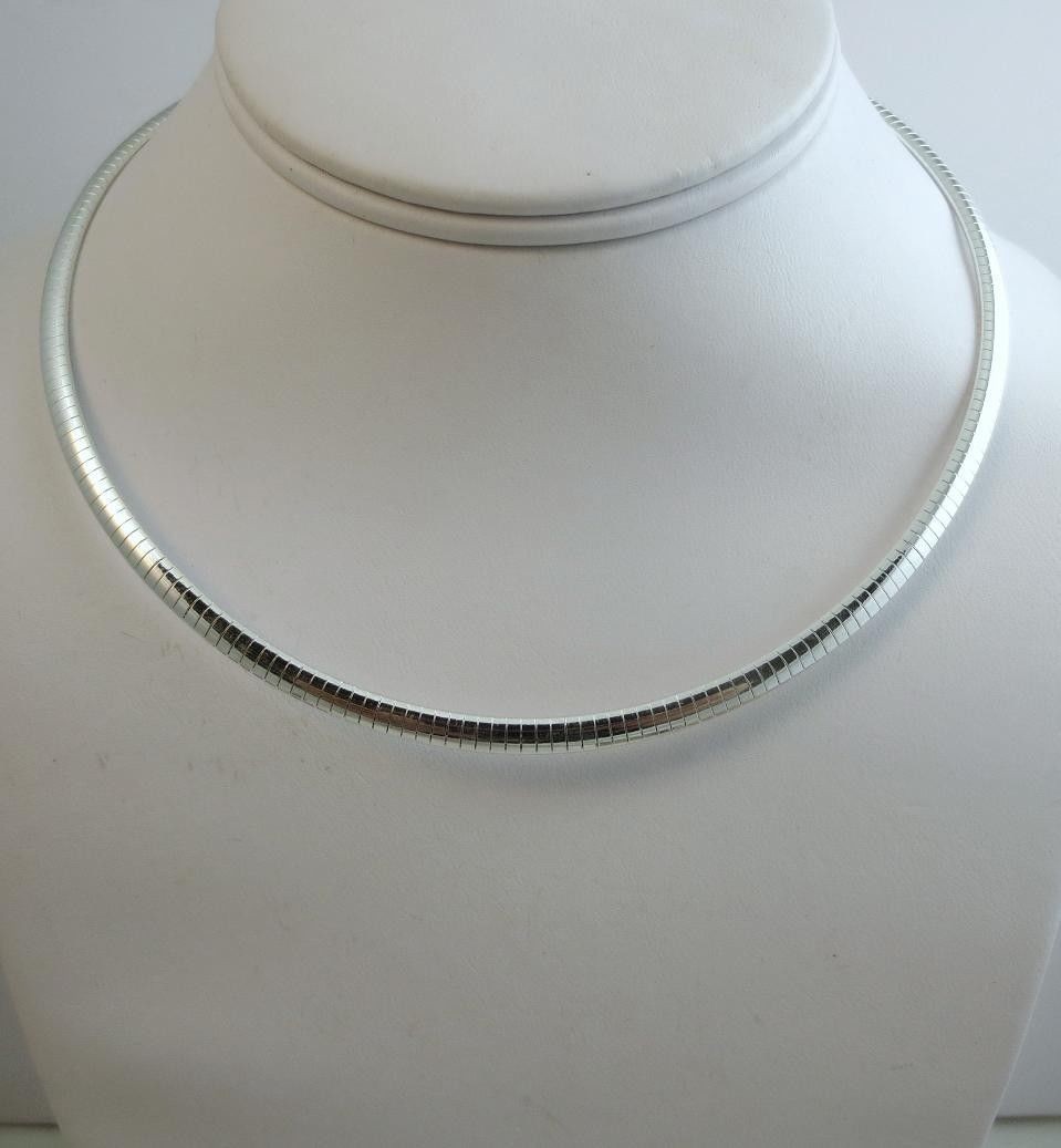 16,18,20 inch, 4mm or 6mm Omega Necklace. Pure 925 Italian Sterling Silver Chain