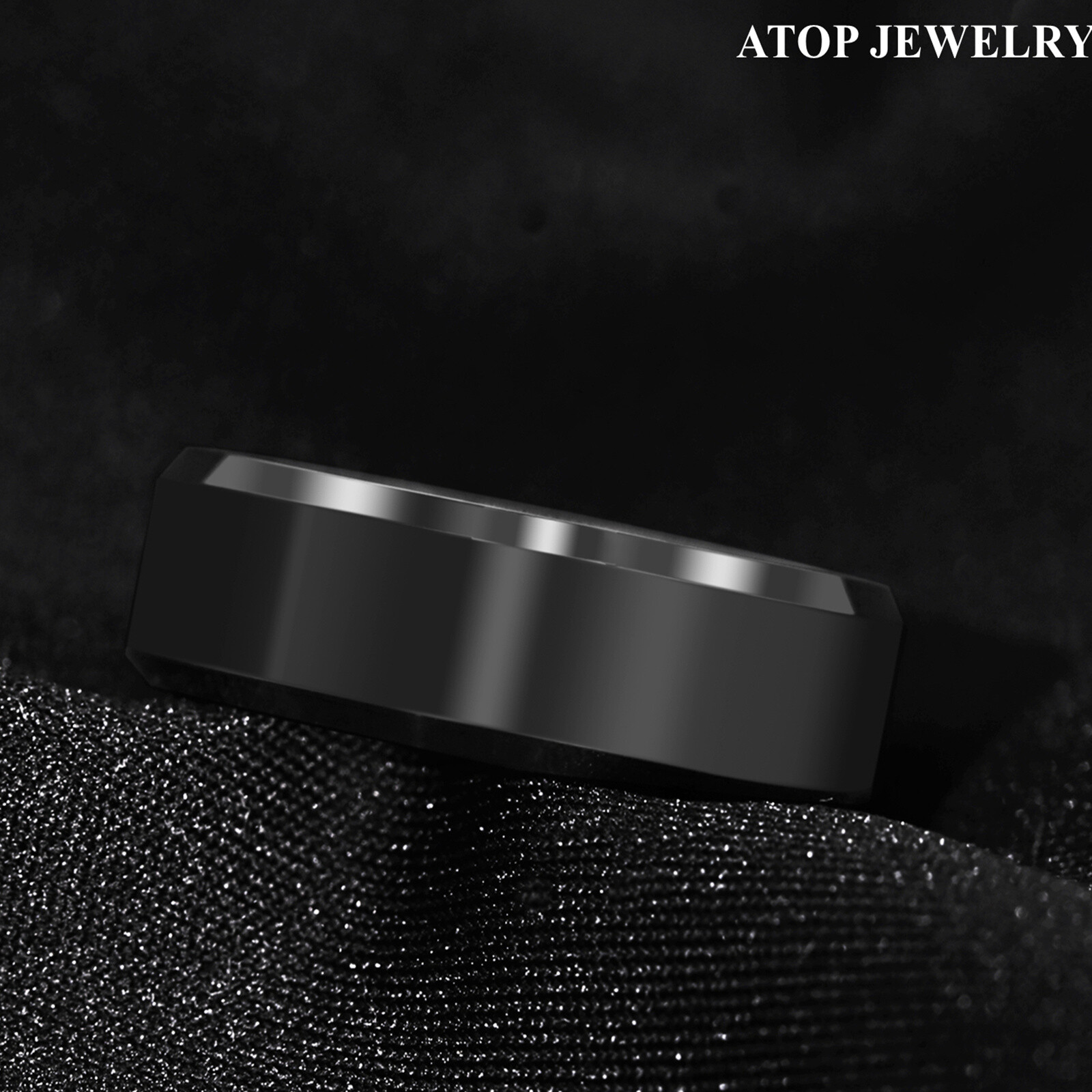 8/6mm Black Brushed Center Tungsten Carbide Ring Men Weddinng Band ATOP Jewelry