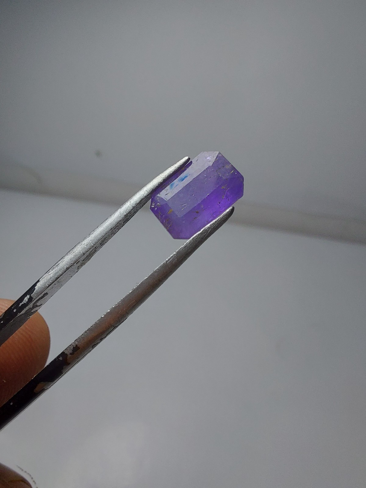 1.35- carat fluorescent Tenebrecent hackmanite cut from Badakhshan Afghanistan