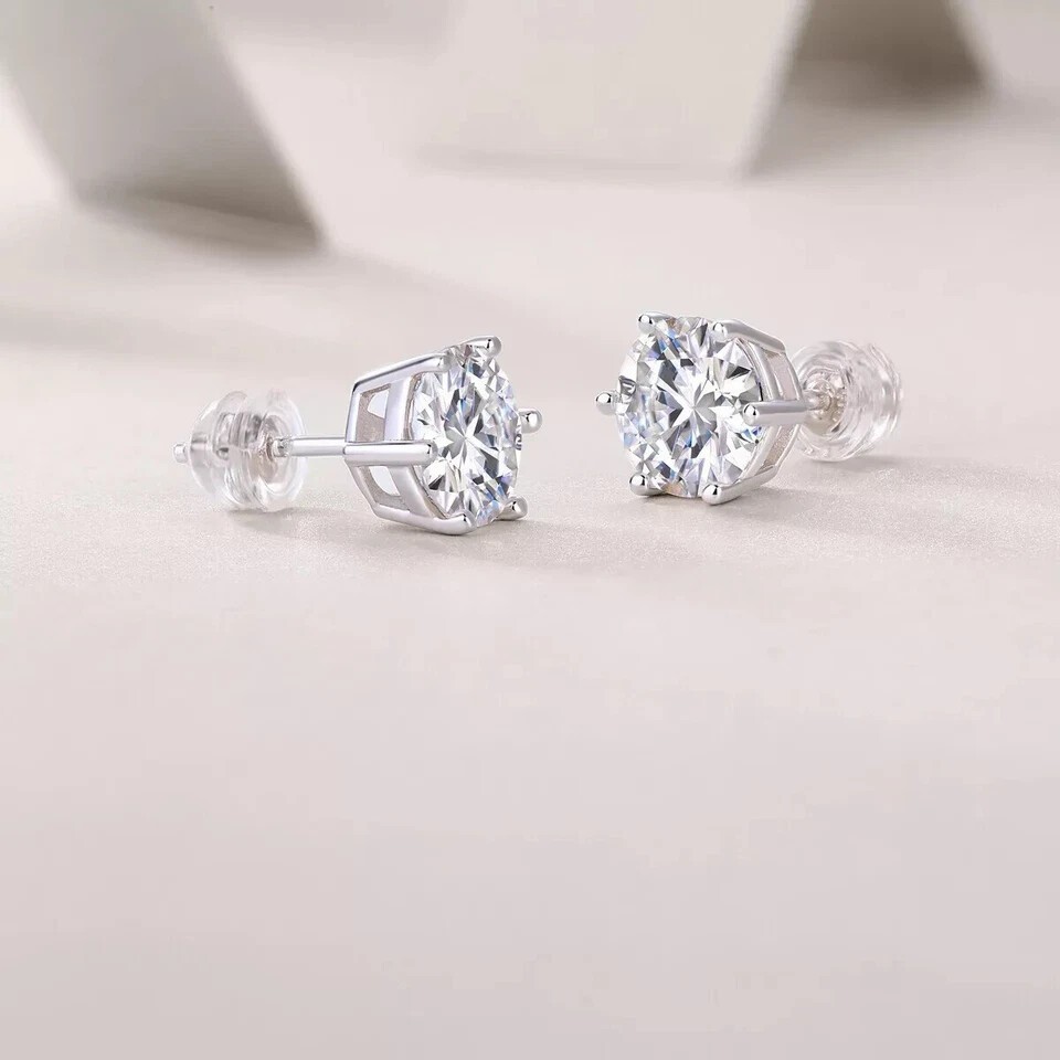 Customize: 6 Prong Set 0.8Ct Round Natural Diamond Stud Earrings 14k Yellow Gold