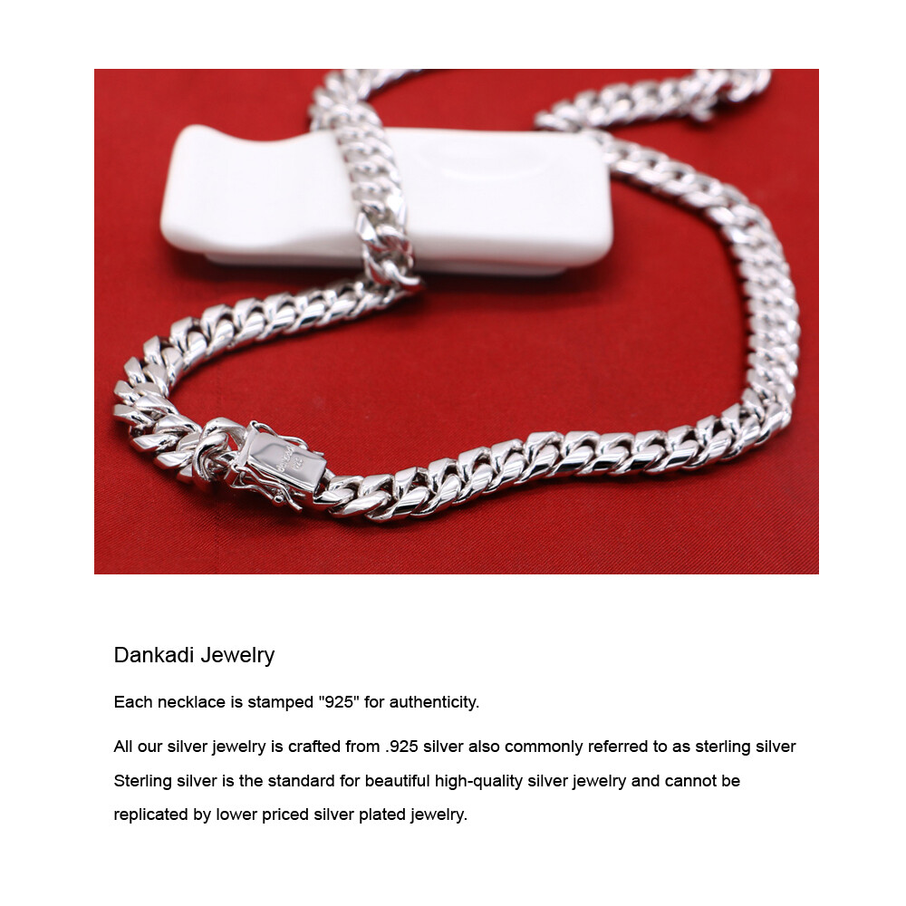 925 Sterling Silver Solid Miami Cuban Link Chain Men’s Necklace 10mm 22″ 24″ 26″