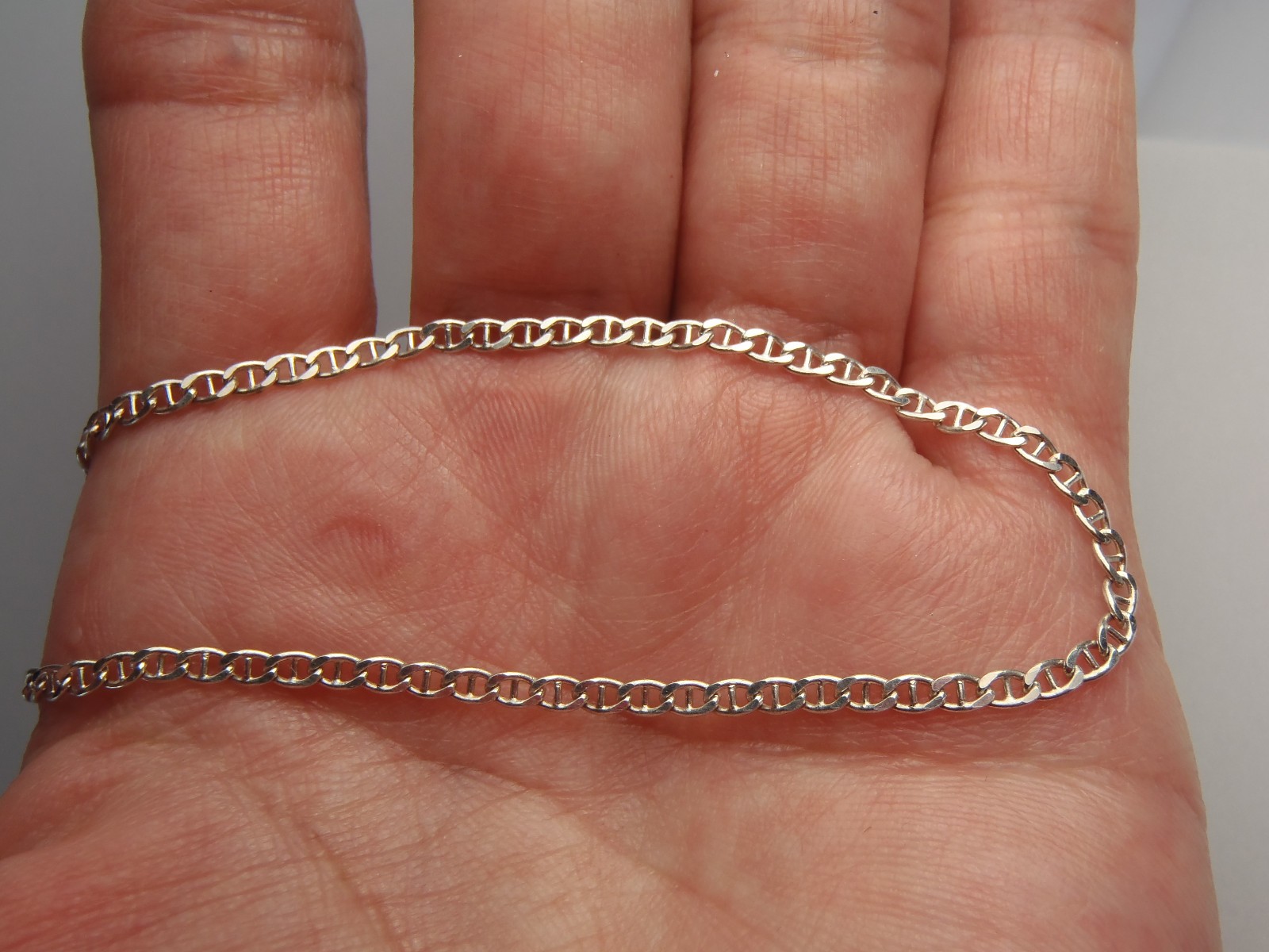 ESTATE STERLING SILVER MARINER LINK 2MM WIDE 8″ ITALY BRACELET FREE SHIPPING
