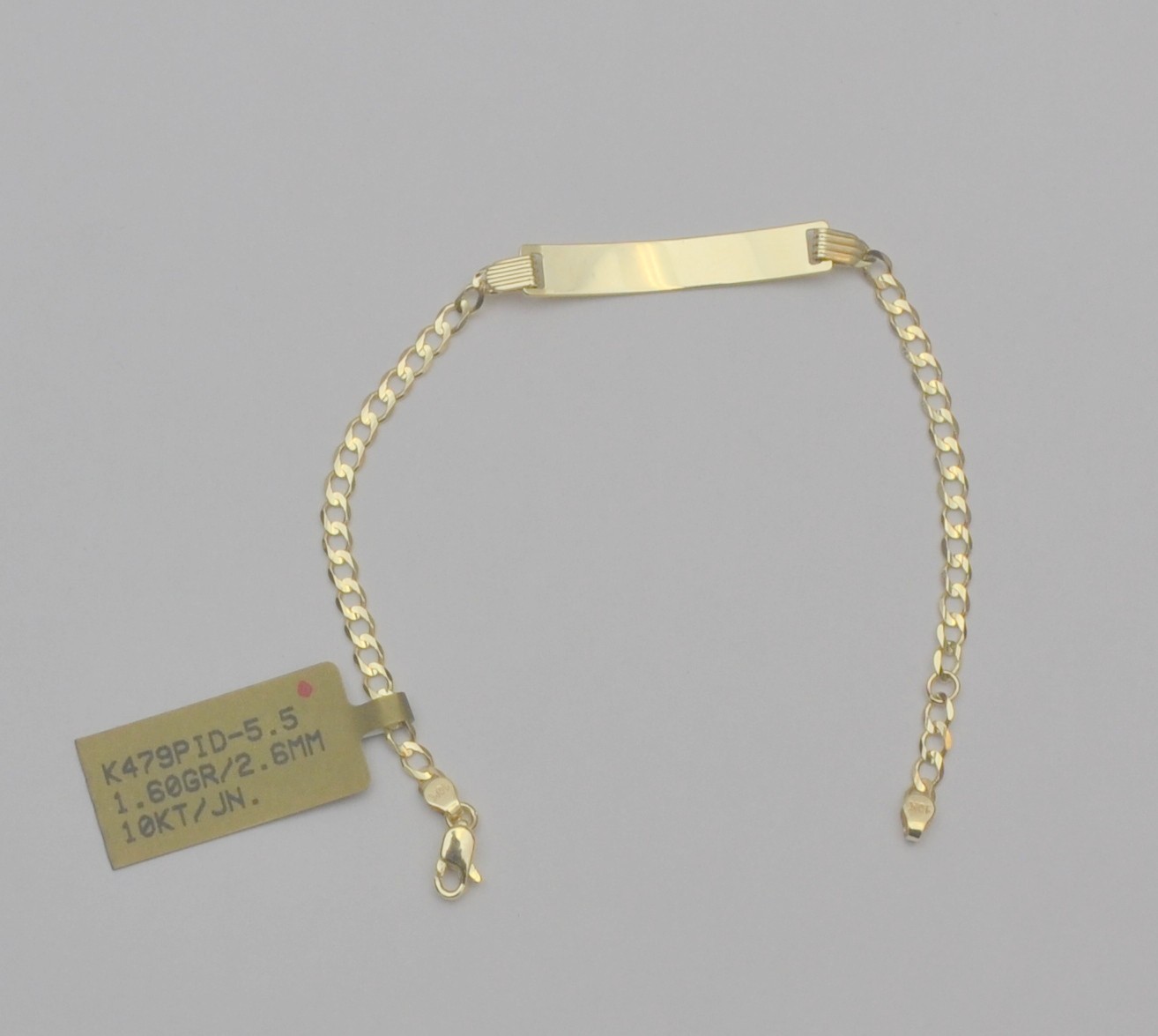 10K Solid Yellow Gold Cuban Curb Link Chain Baby ID Bracelet 5.5 In 1.9 Gr Q2