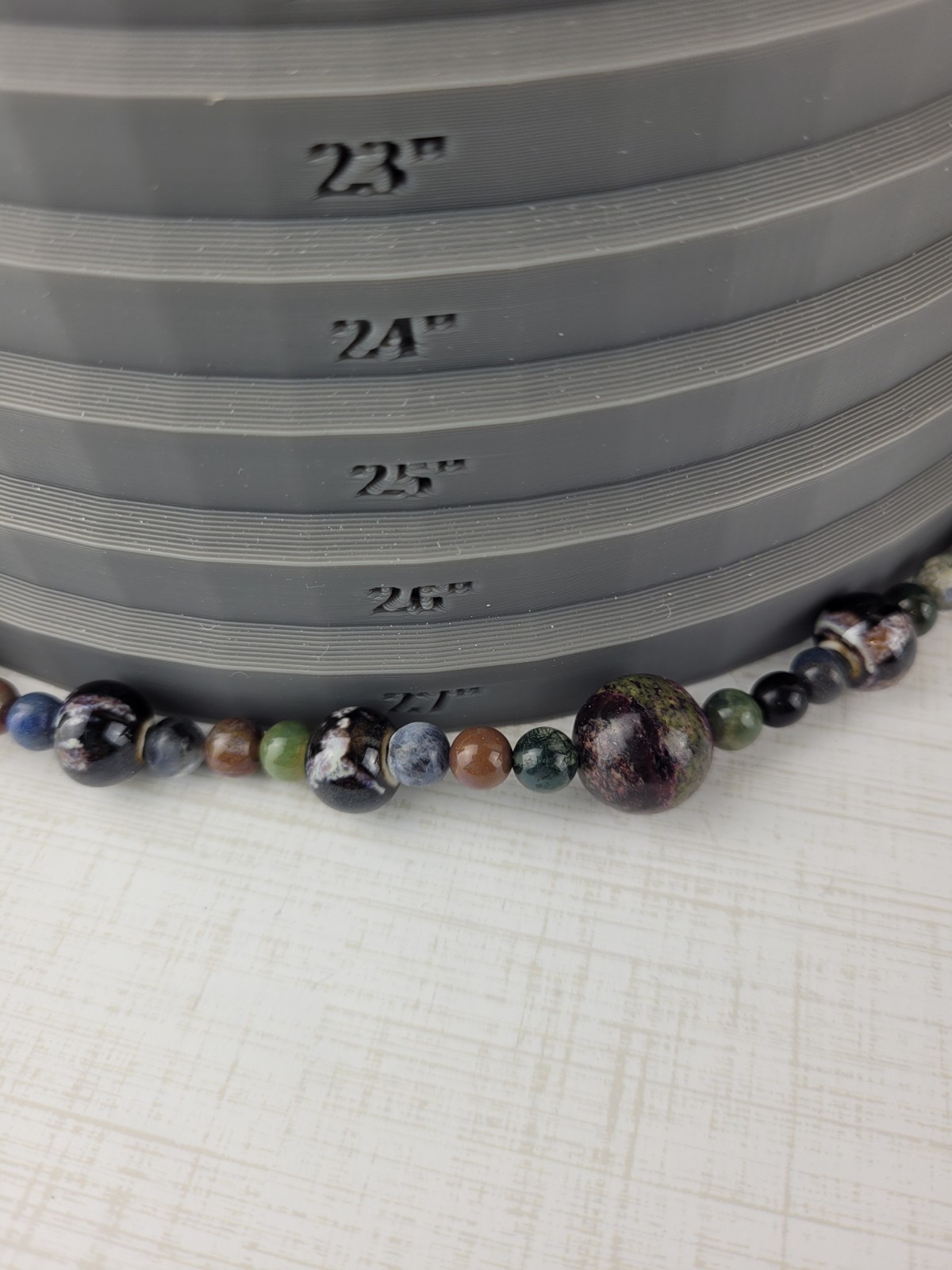 Multicolor Multi Size Round Agate Bead Necklace 28″