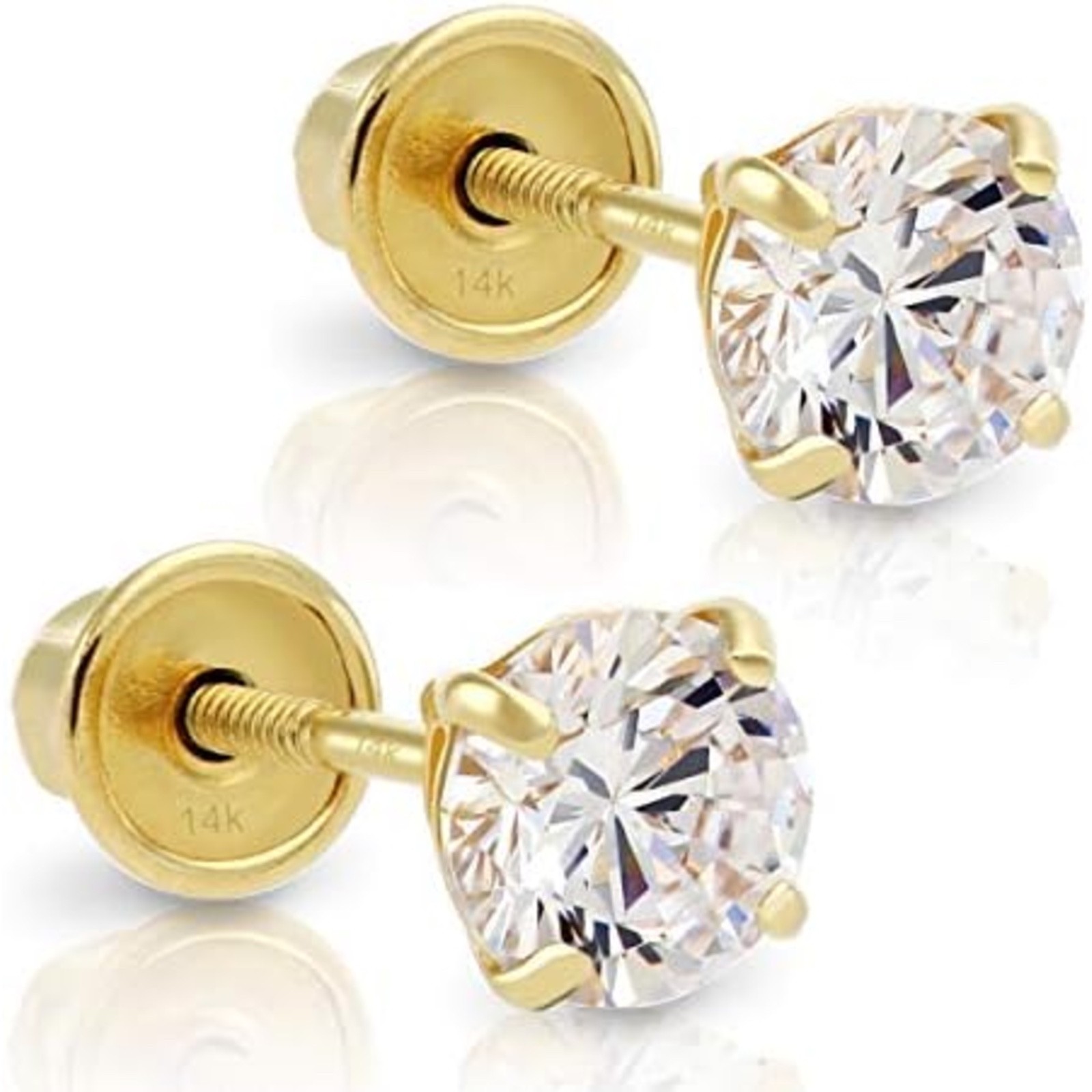2.75 ct. Exquisite White Sapphire Screw back Stud Earrings – 14k Yellow Gold