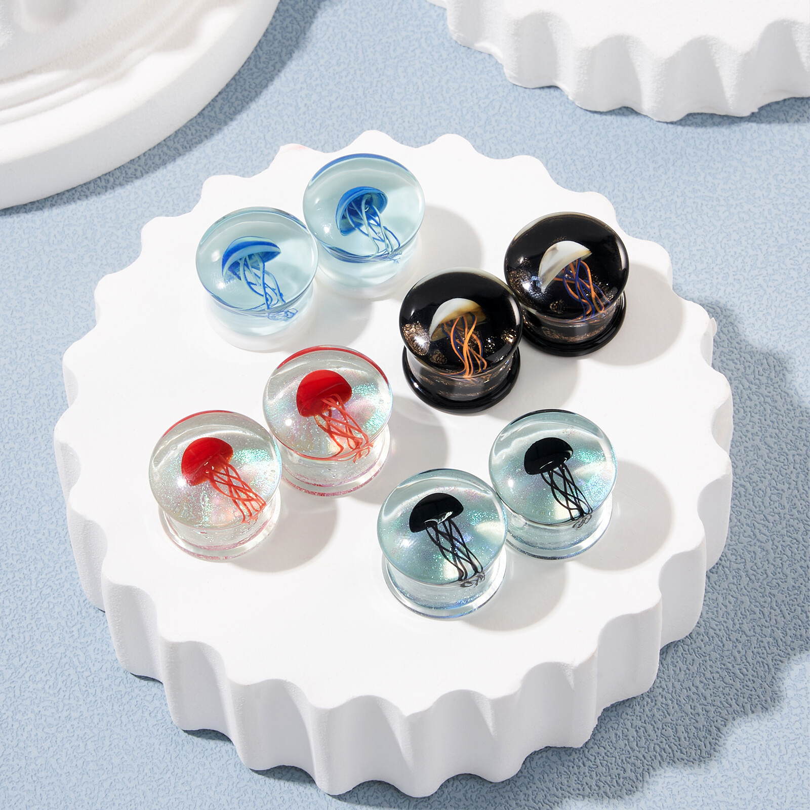 10pcs Wholesale Ear Plugs Double Flared Tunnels Mix Style Expander Gauge 2g-3/4″