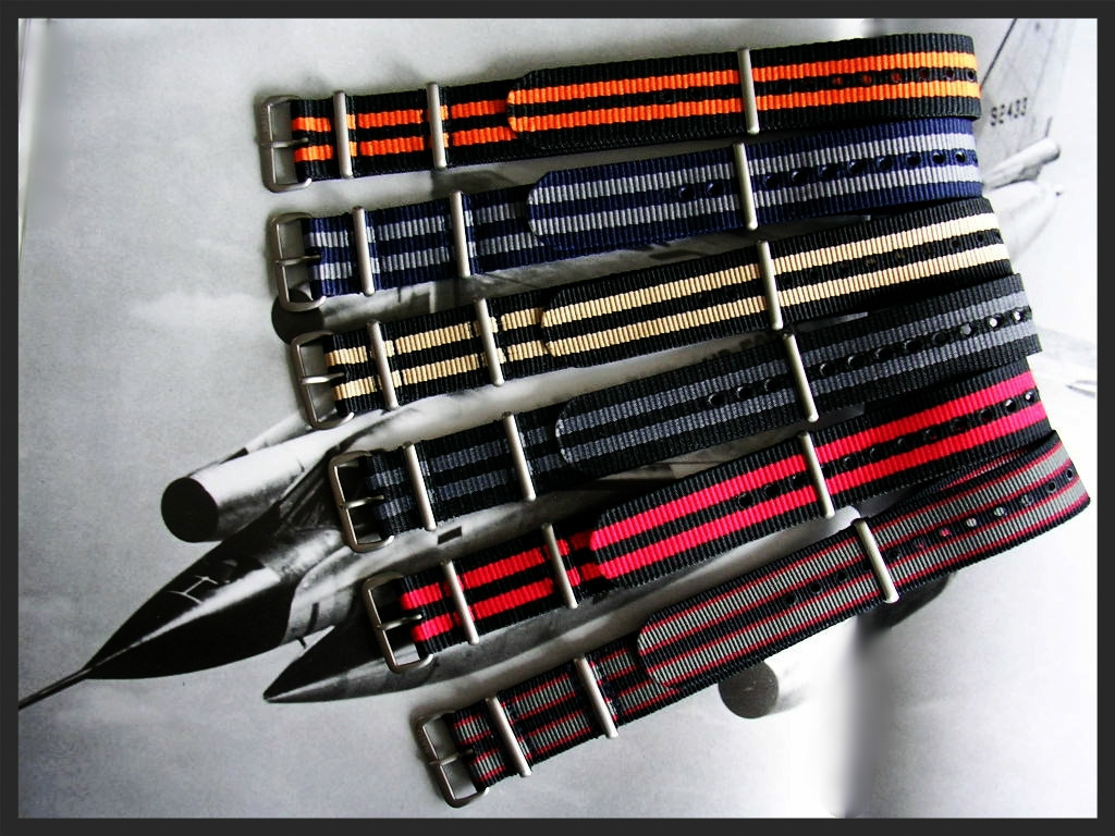 22mm Black Grey NATO g10 watch band strap Military RAF bonded IW SUISSE 18 20 24