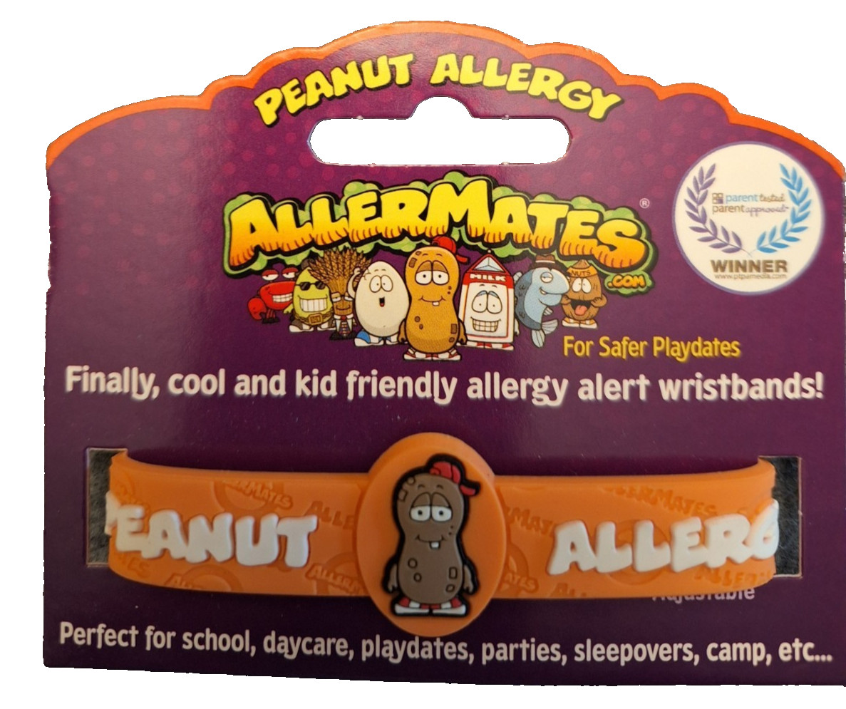 Allermates Peanut Allergy Bracelet Kids Medical Alert Wristband NWT school camp