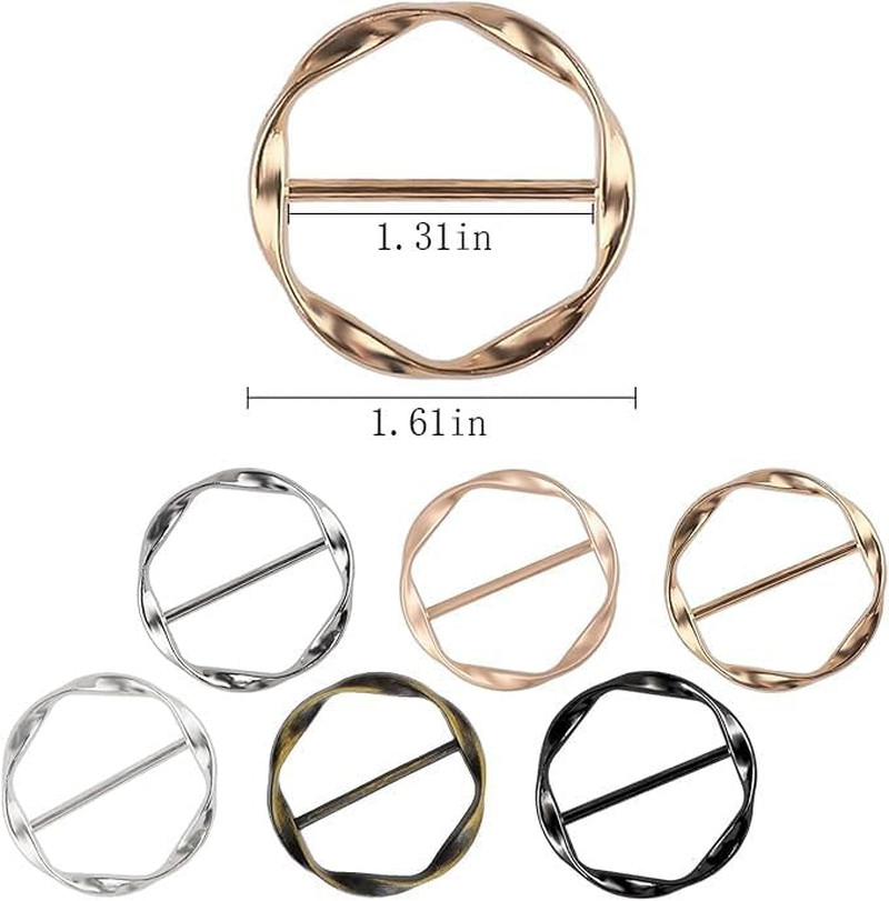 6 PCS Scarf Clips and Ring T Shirt Clip for Women Fashion Metal Circle Buckle fo