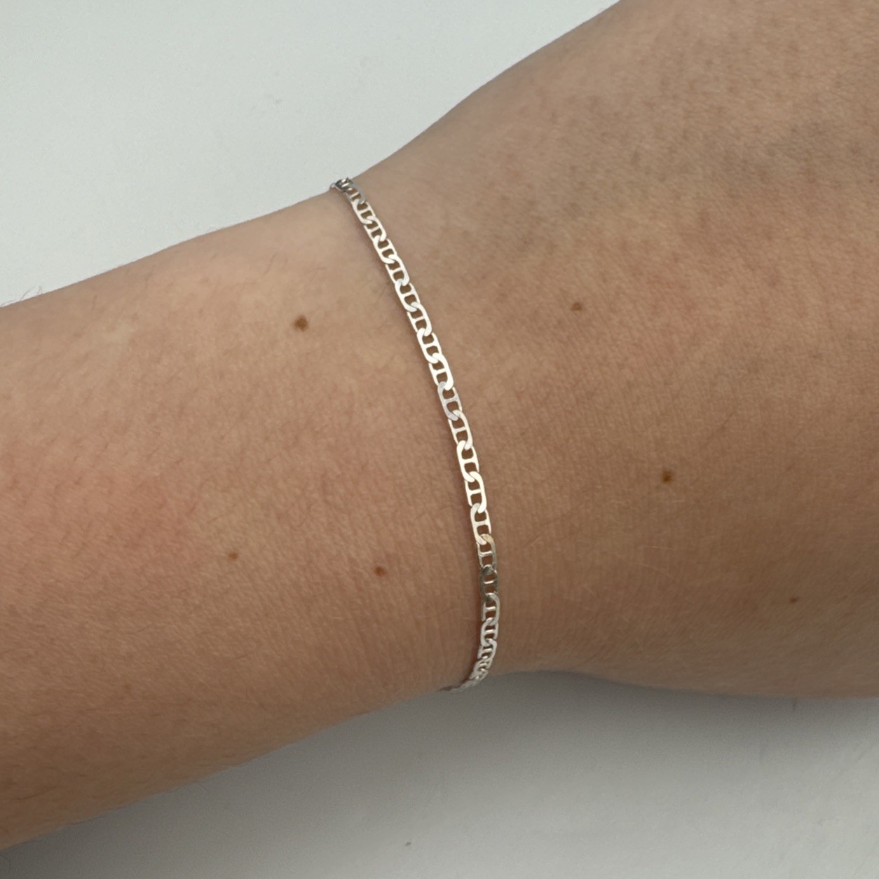 Sterling Silver 925 Italy Marked Mariner Link Chain Sz 7 1/4″ Bracelet 1.4g