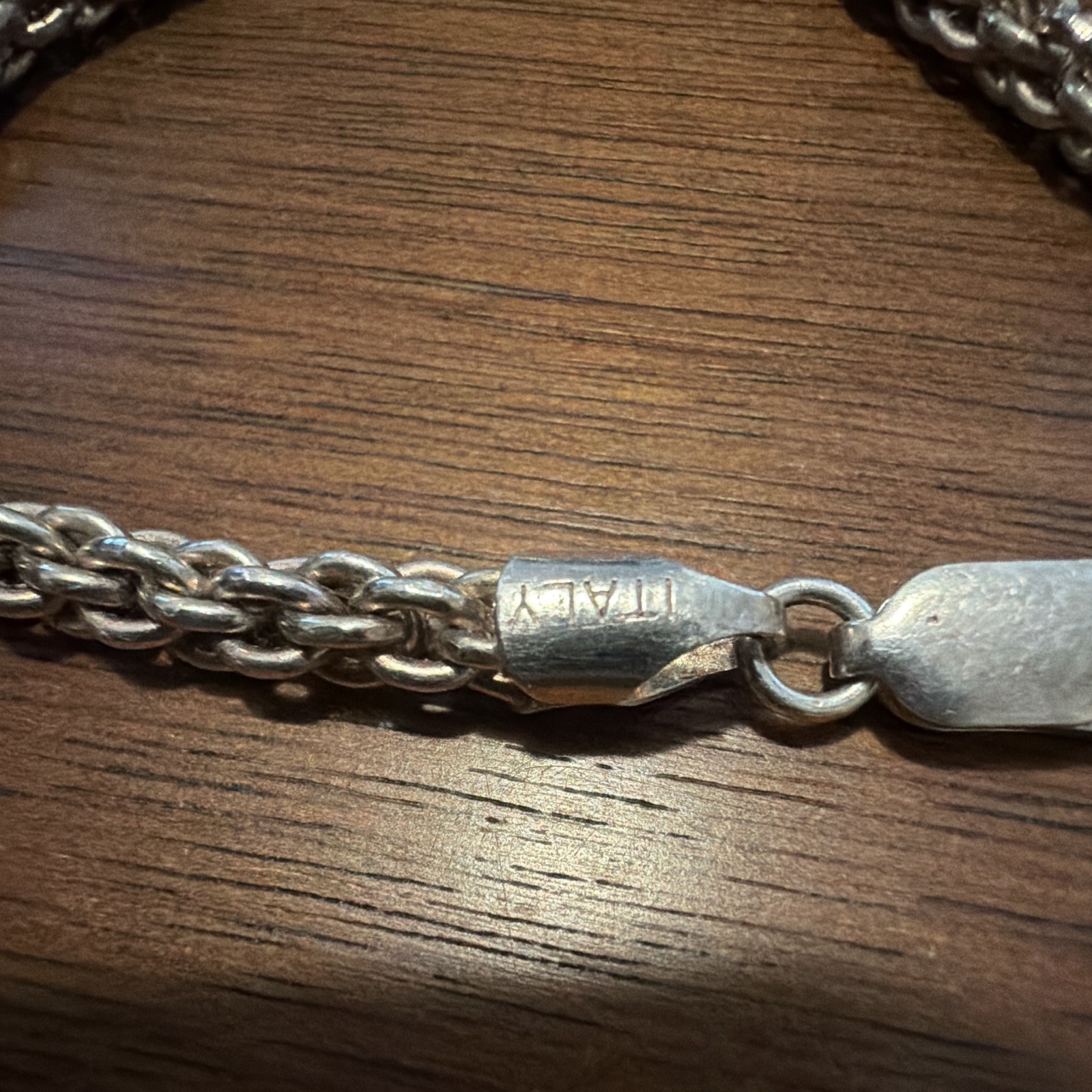 Sterling Silver Rope Chain Bracelet w/ Lobster Clasp Marked ITALY (925 etching)