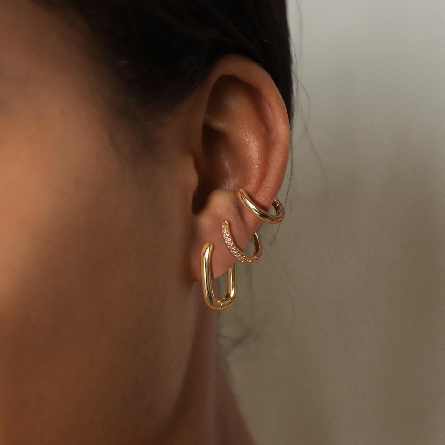 Gold/Sliver Chunky Hoop Earrings Set for Women, 14K Gold Plated Twisted Huggie H