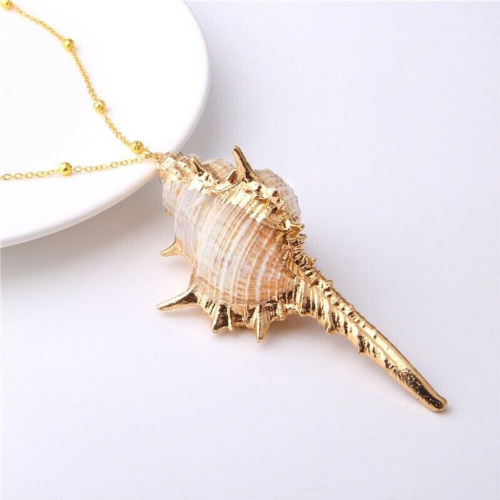 Natural Conch Seashell Necklace Mermaid Jewelry Beach Nautical Gold 1PCS NEW