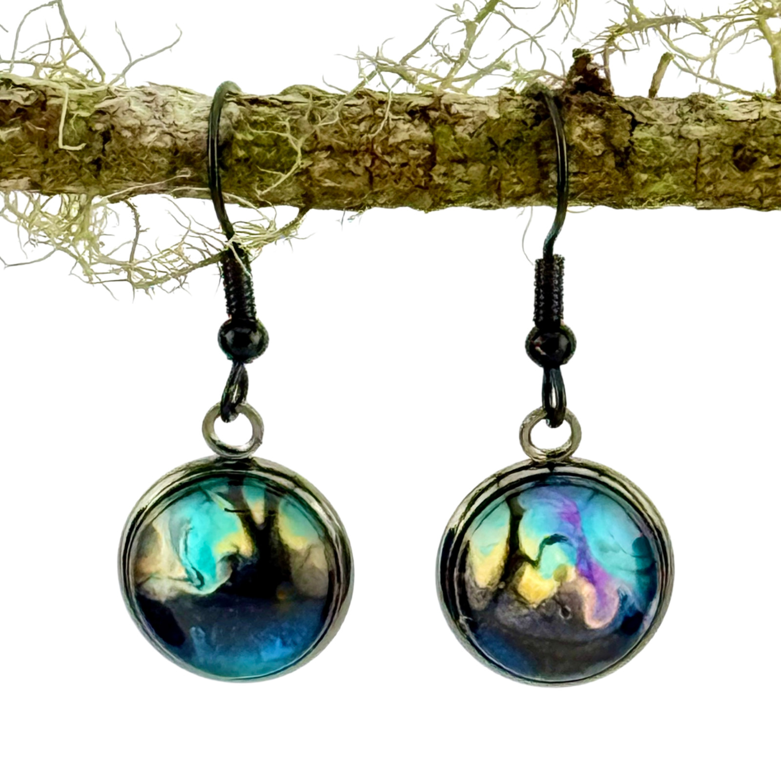 Dangle Earrings Handmade “Enchanted Forest” Electroplate Sterling Silver Earwire