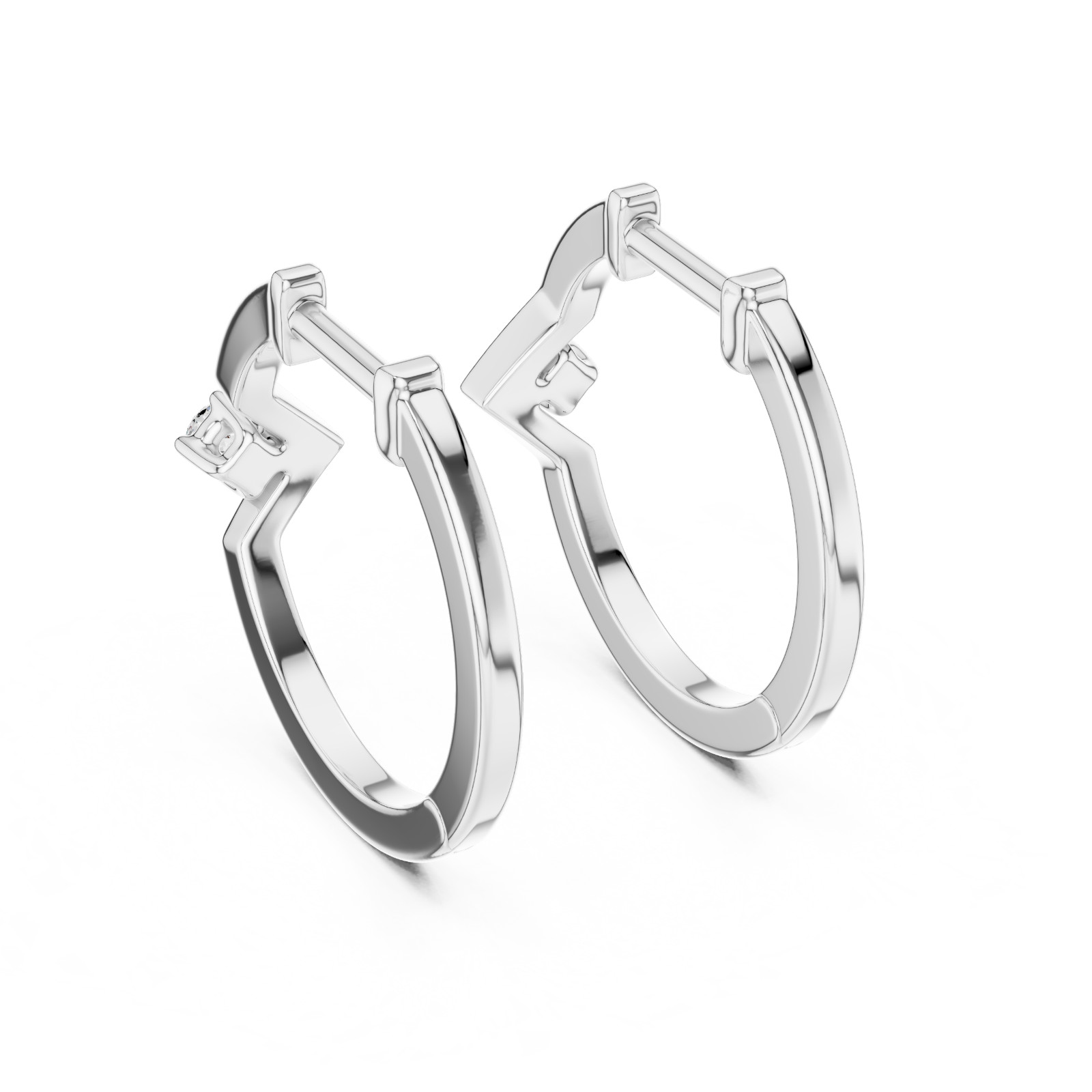 Lab Created Genuine Diamond Hoop Earrings in 925 Solid Sliver
