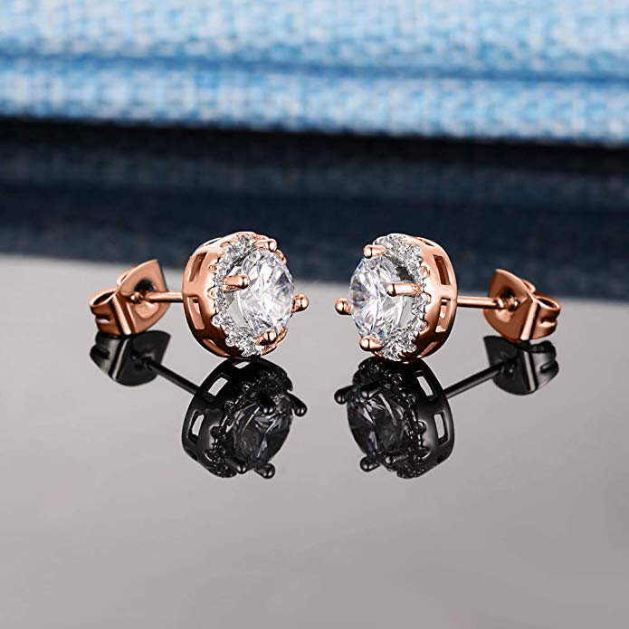925 Sterling Silver Round Shaped Cubic Zirconia Stud EarringS – All Colors