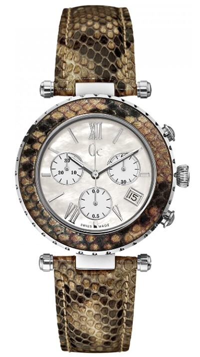 Guess Collection Mother of Pearl Dial Python Print Leather band 38mm X43003M1S