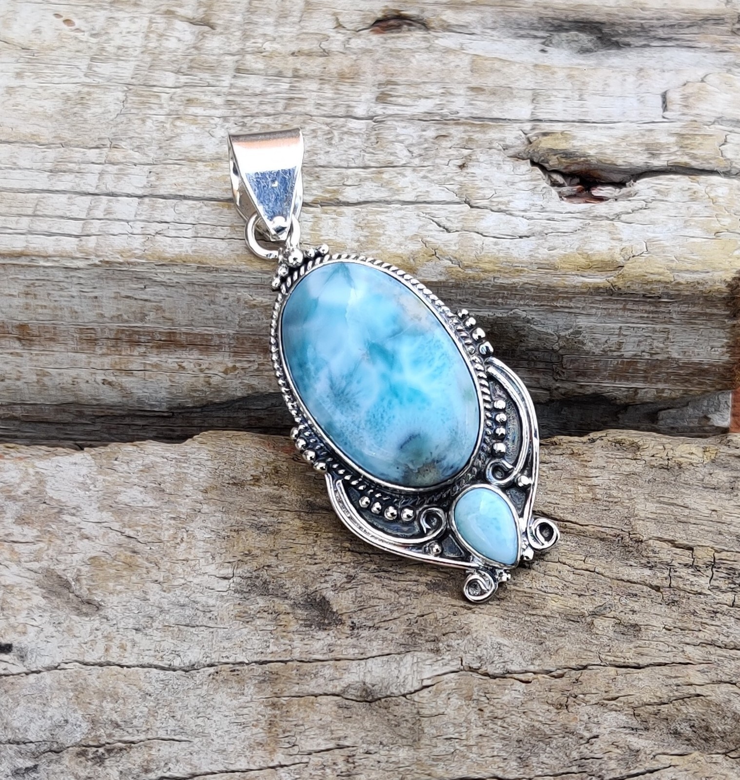 Larimar Gemstone 925 Sterling Silver Stylish Lovely Jewelry Pendent PG151