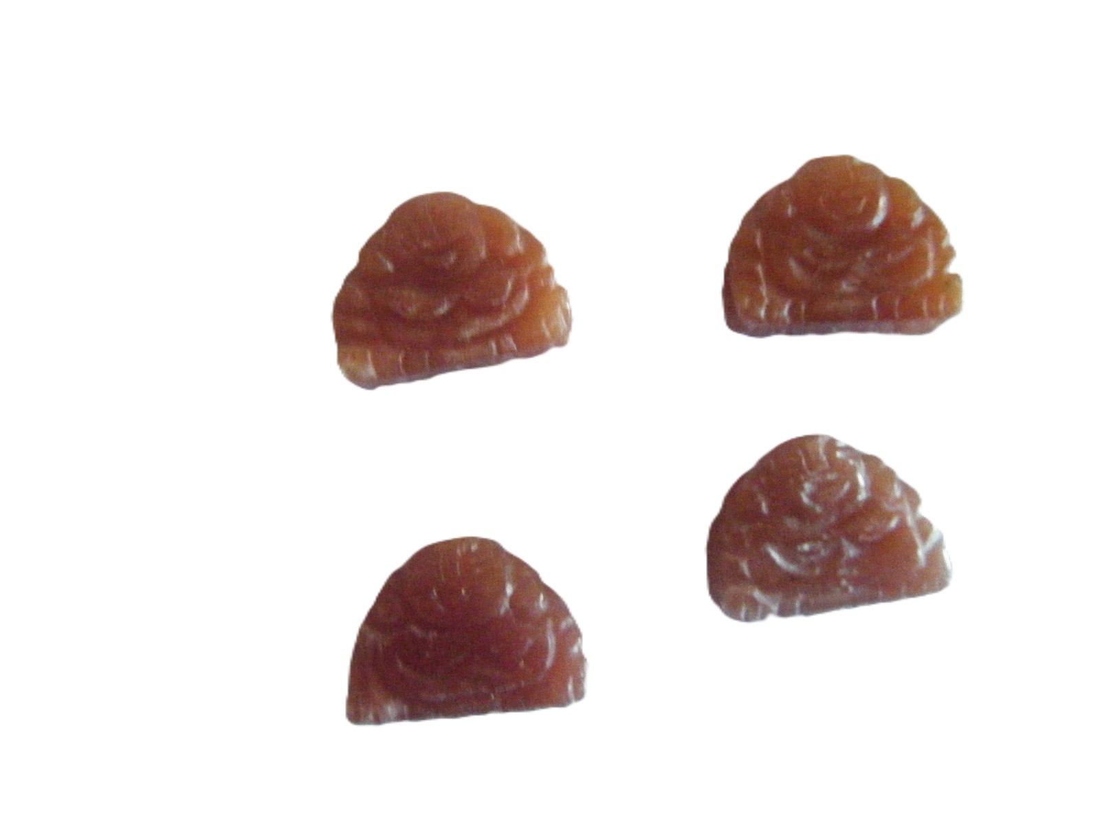 4 Buddha Beads, Carved Peach Aventurine Drilled Top to Bottom 18x12mm