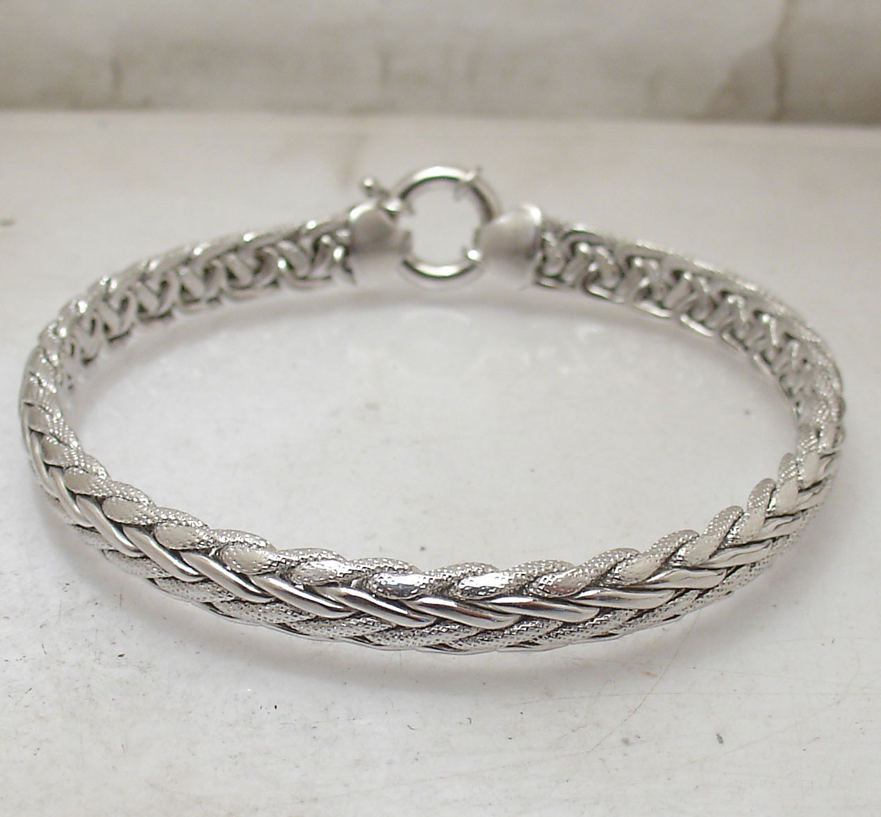 8″ Textured Wheat Spiga Link Chain Bracelet Anti-Tarnish Real Sterling Silver