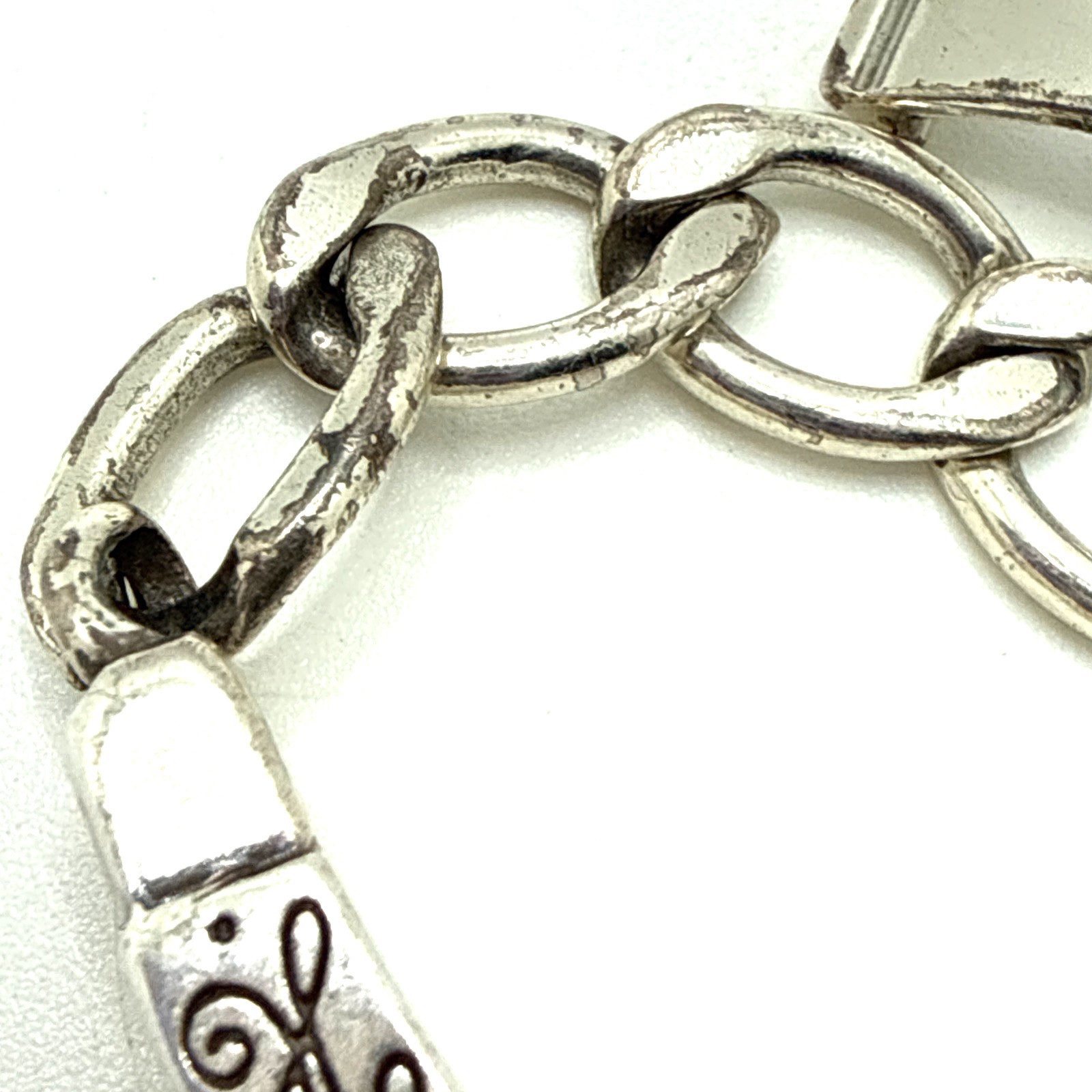 Brighton Sisters ID Bracelet Silver Plated Retired 7″ Heart Scroll Signed