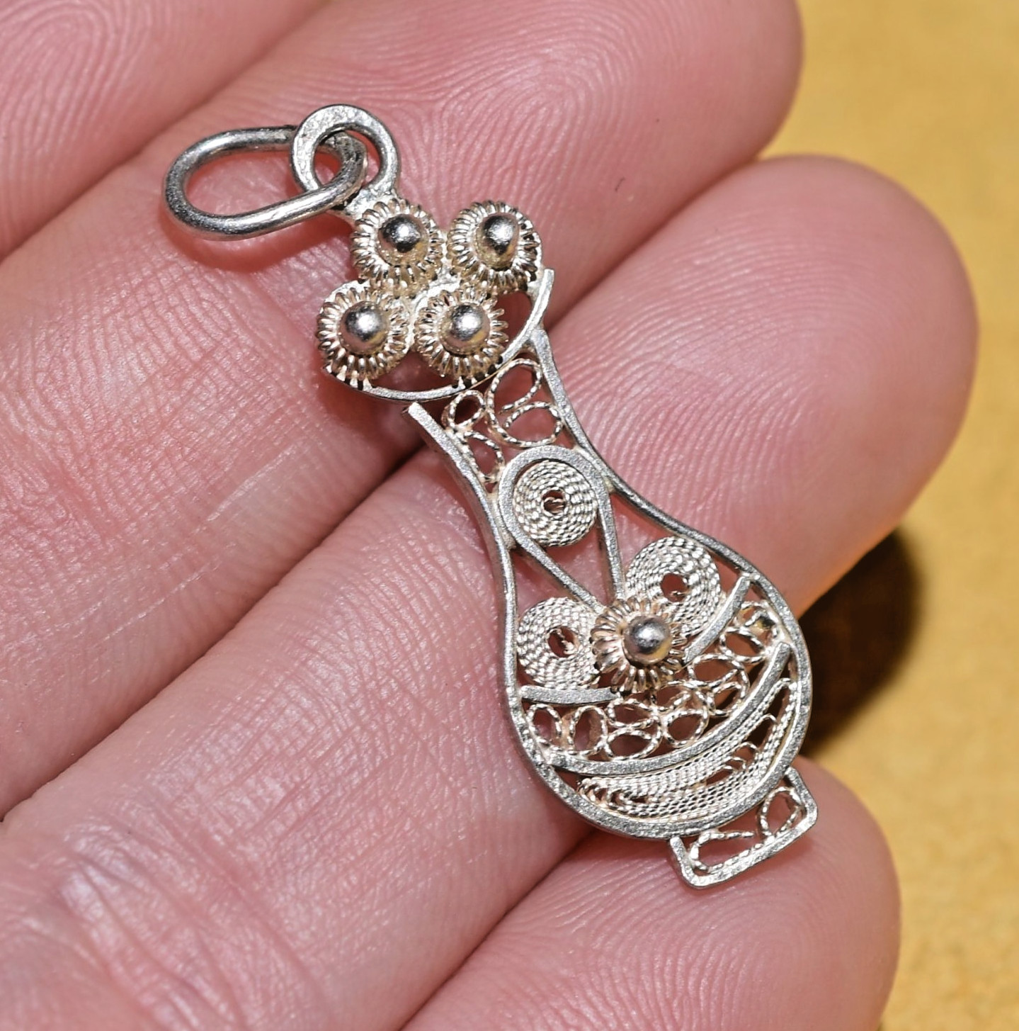 Filigree Quimbaya Poporo For Mambeo Ceremony Pendant Handmade In Mompox Colombia