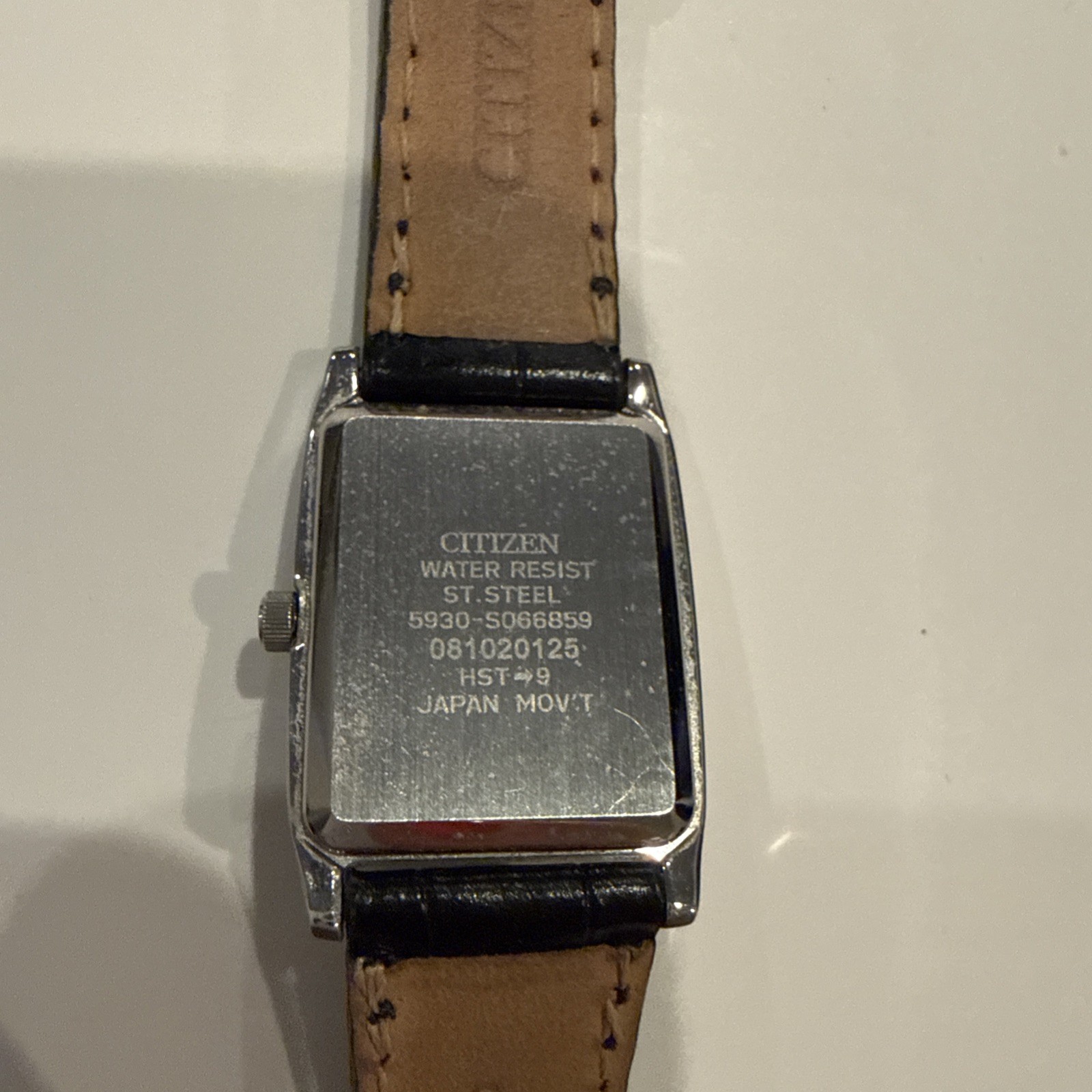 Citizen Women’s Rectangular Watch 5930-S06859 Black Dial Leather Strap Japan