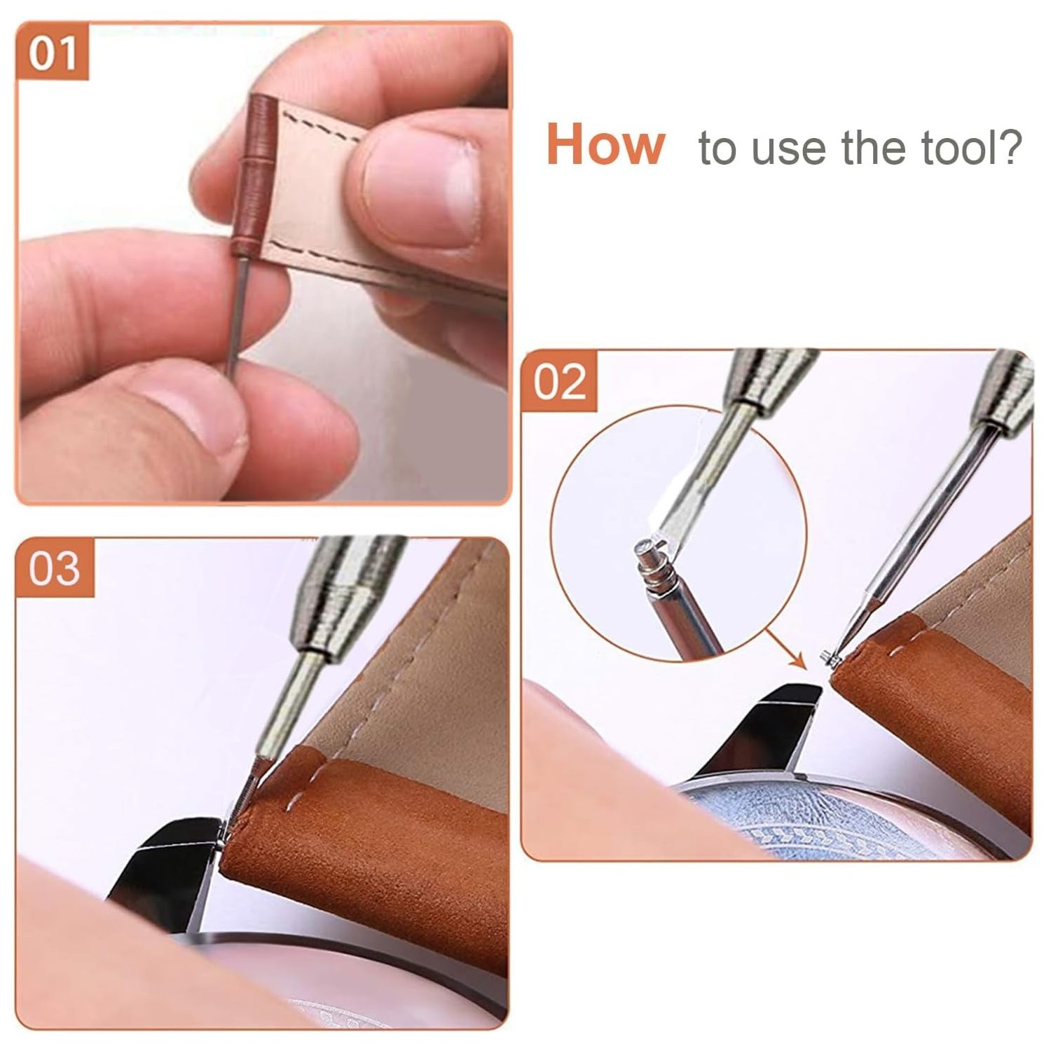 Watch Band Pins Spring Bars Tool Kit with 1.5mm & 1.8mm Thickness for Repair