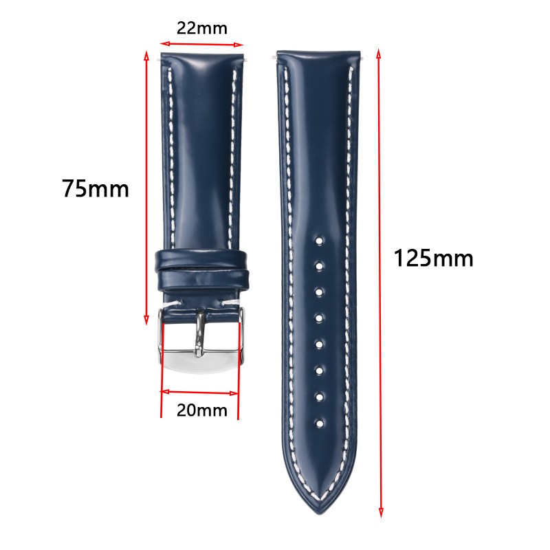 Glossy Genuine Leather Watch Band Strap Smart Bracelet 18-22mm Quick Release