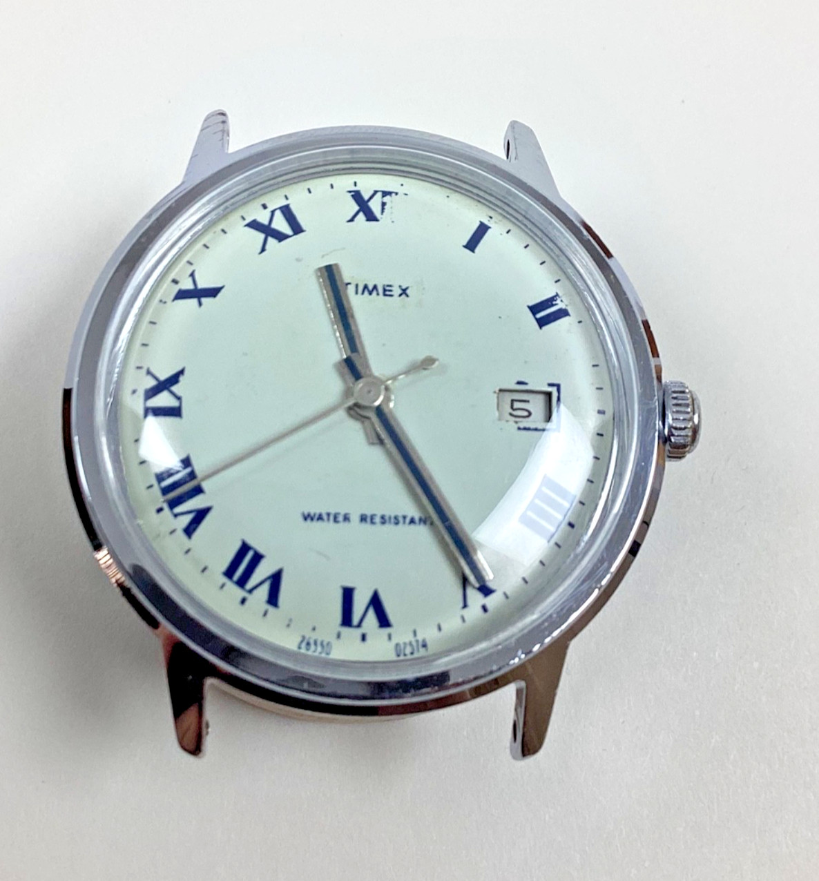 1974 Timex Marlin 35MM Roman Numeral Date Watch 2655002574 Runs New Band Read